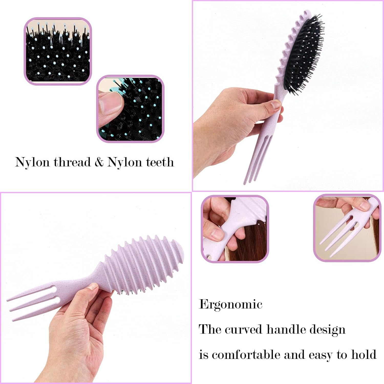Curly Hair Brush, Curl Defining Brush, Professional Curling Brush, Styling Tools, Hair Combs Bouncy Curl Brush for Detangling, Shaping and Defining (Purple) image number 1