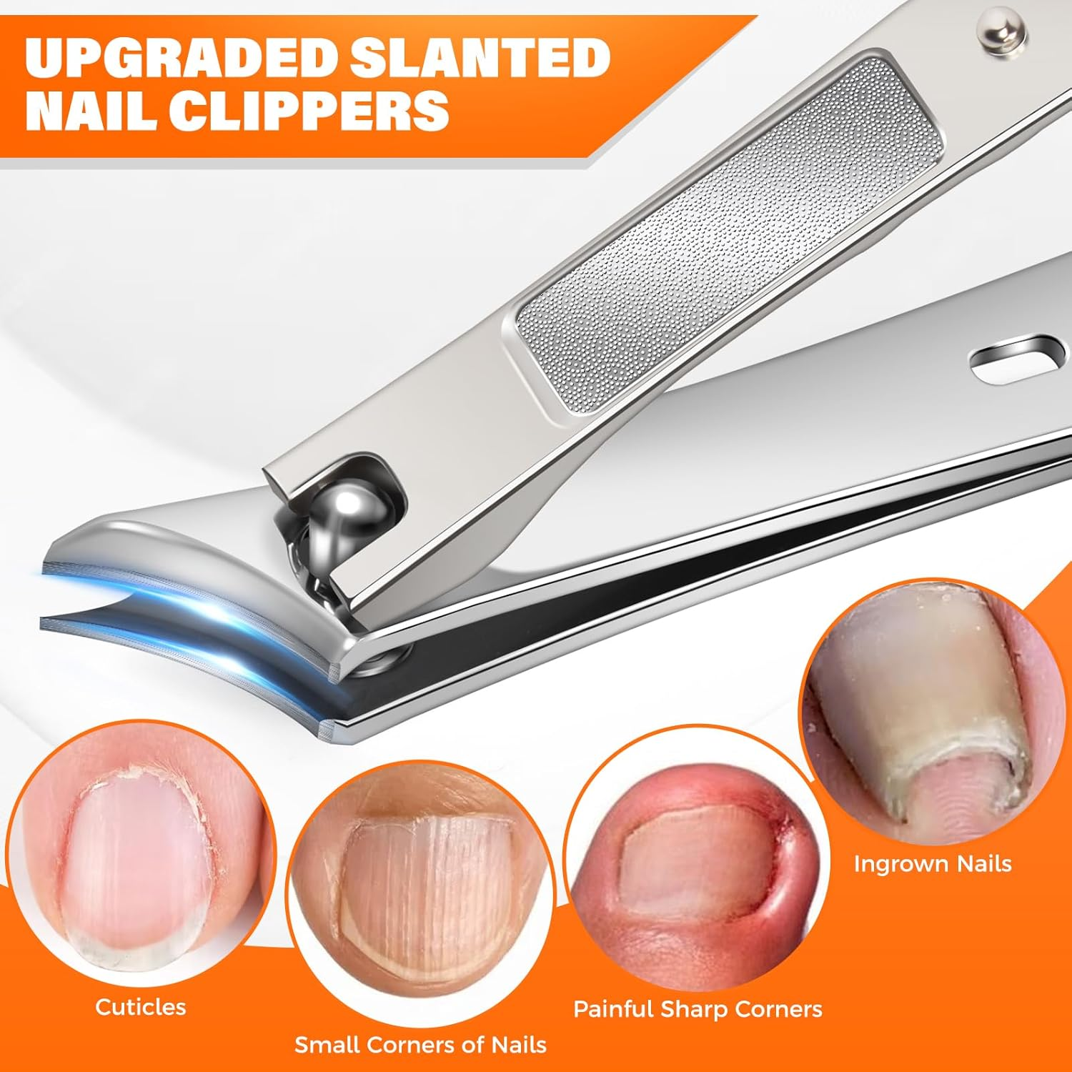 Toenail Clippers for Seniors Thick Toenails, Heavy Duty Large Toe Nail Clippers for Men Thick Nails with Wide Opening, Sharp Ingrown Toenail Clippers Nail Cutter Long Handle with Slanted Curved Blade image number 4