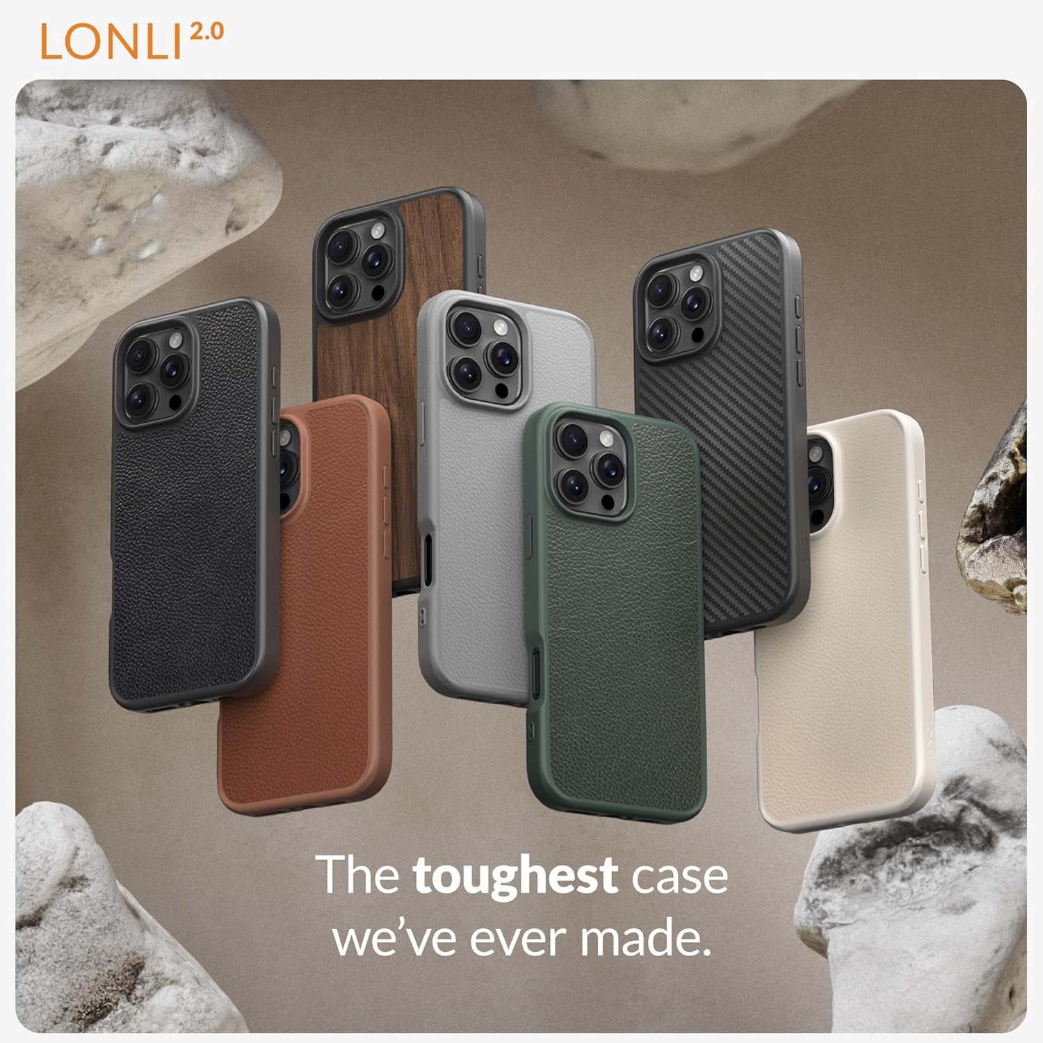 LONLI 2.0 - for Iphone 16 Pro Max Case - the Toughest Leather Magnetic Protective Phone Cover - [360&deg; Shock-Absorbent Bumper and Inner TPE Frame] - [Compatible with Magsafe] - Light Pink Leather image number 1