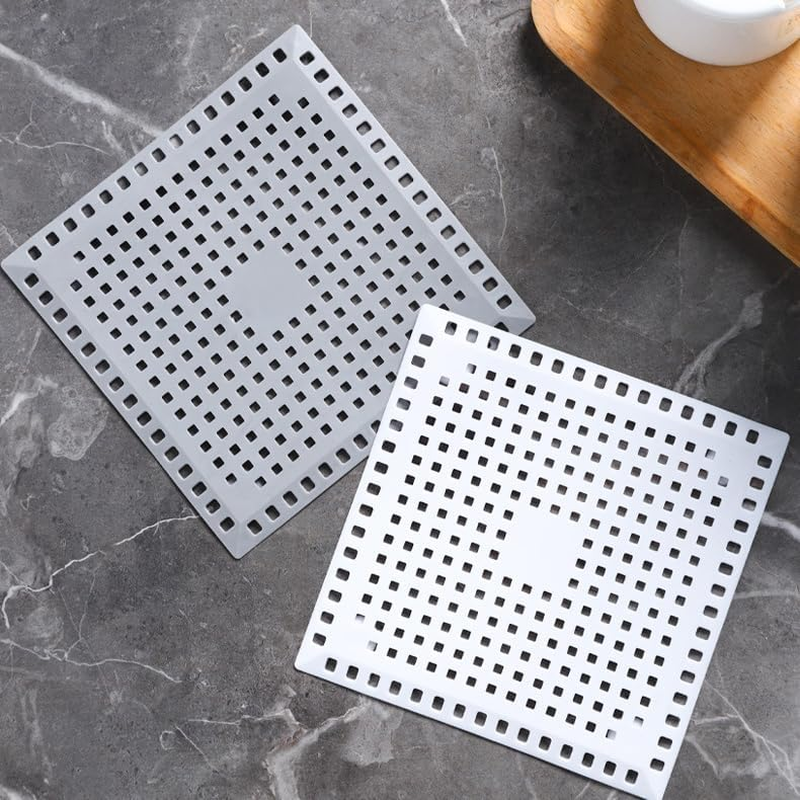 2 Pack Shower Drain Strainer Hair Catcher 4.8Inch Stainless Metal Silicone Strainer Filter Cover Protector Bathtub Stopper for Bathroom Kitchen Floor Drain (White) image number 3