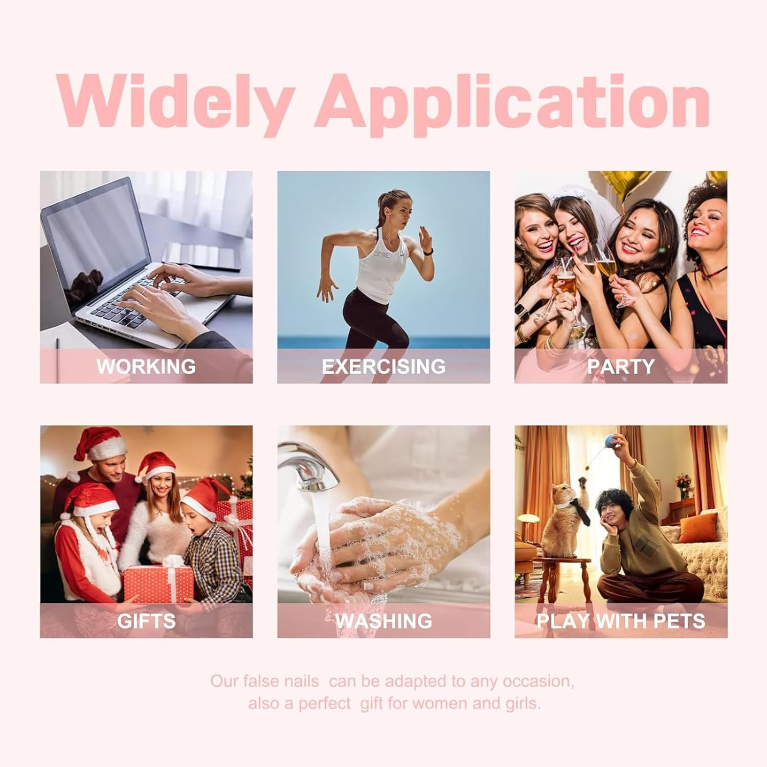 Qioon 24 PCS Leopard French Press on Nails, Short Square Nude Pink Fake Nails with Glossy Bow Designs, Full Cover Stick on False Fingernails for Women and Girls, Cute Manicure Decorations image number 4