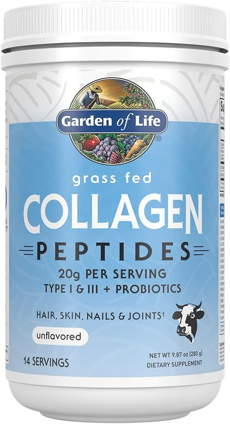 Garden of Life Grass Fed Collagen Peptides Powder for Hair Skin Nails & Joints - Unflavored, 14 Servings - 20G Type I & III Peptides, 18G Collagen Protein, Probiotics - Gluten Free, Keto & Paleo image number 5