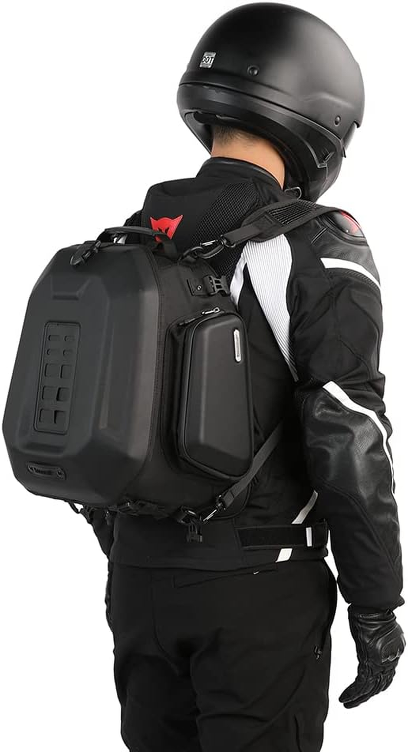 Rhinowalk Motorcycle Travel Luggage Expandable Motorcycle Tail Bag 35L Waterproof All Weather/Trunk/Rack Bag with Sissy Bar Straps-Black