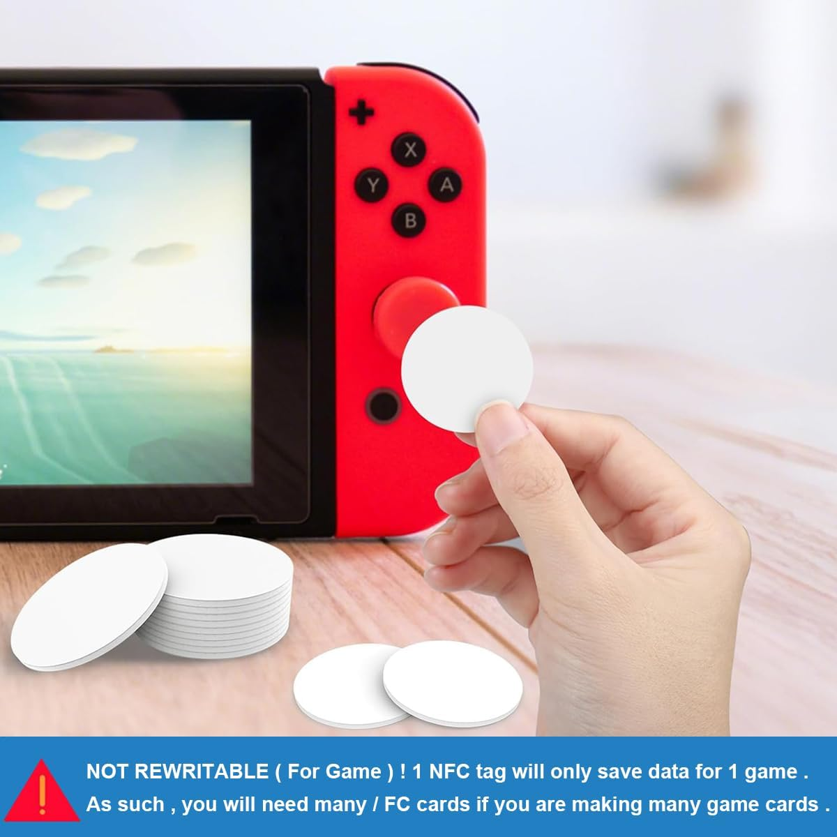 NFC Tags,Haakhui 50Pcs Adhesive round Stickers Blank Rewritable NFC Cards,Compatible with Tagmo and Smart Home Control NFC Enabled Mobile Phones and Devices image number 5