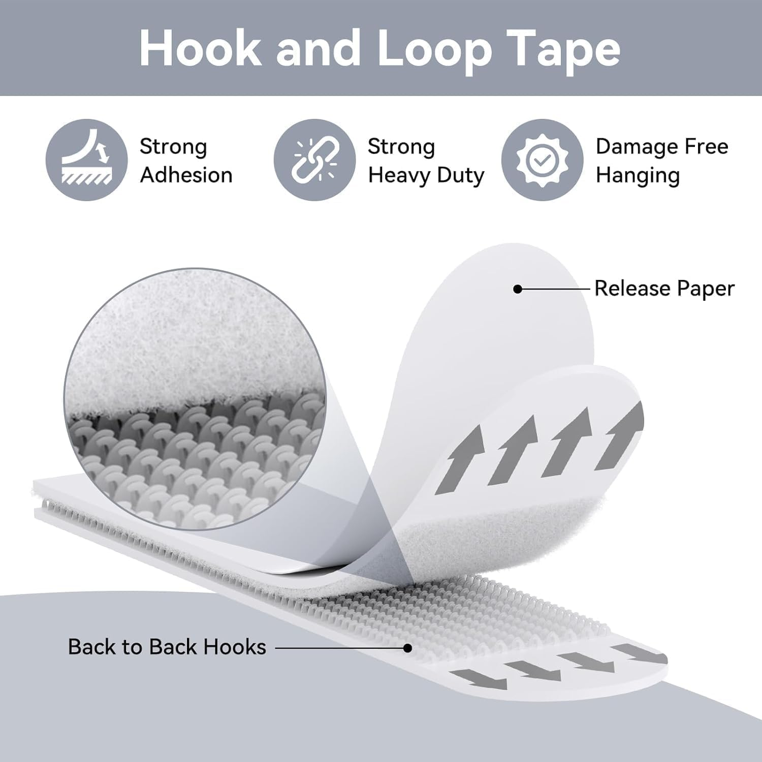 Picture Hanging Strips, Large Adhesive Hook & Loop Wall Stickers for Picture Hanging,Heavy Duty Wall Hanging Strip No Tool without Nail,Removable Damage Free Frame Hanging Strip for Home Decor (12) image number 2