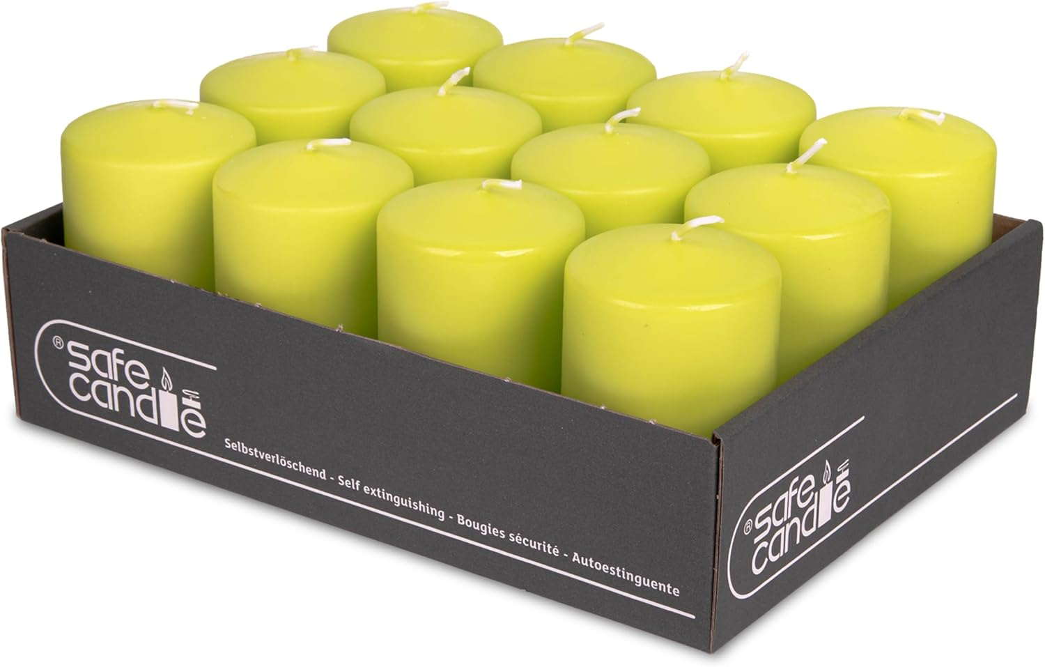 Decolite Wenzel Candles 100/60 Mm Pack of 12 &ndash; Self-Extinguishing, Safe Candle, RAL Certified, 36 Hours Burning Time &ndash; 100% Made in Germany by Wenzel Candles (Emerald)