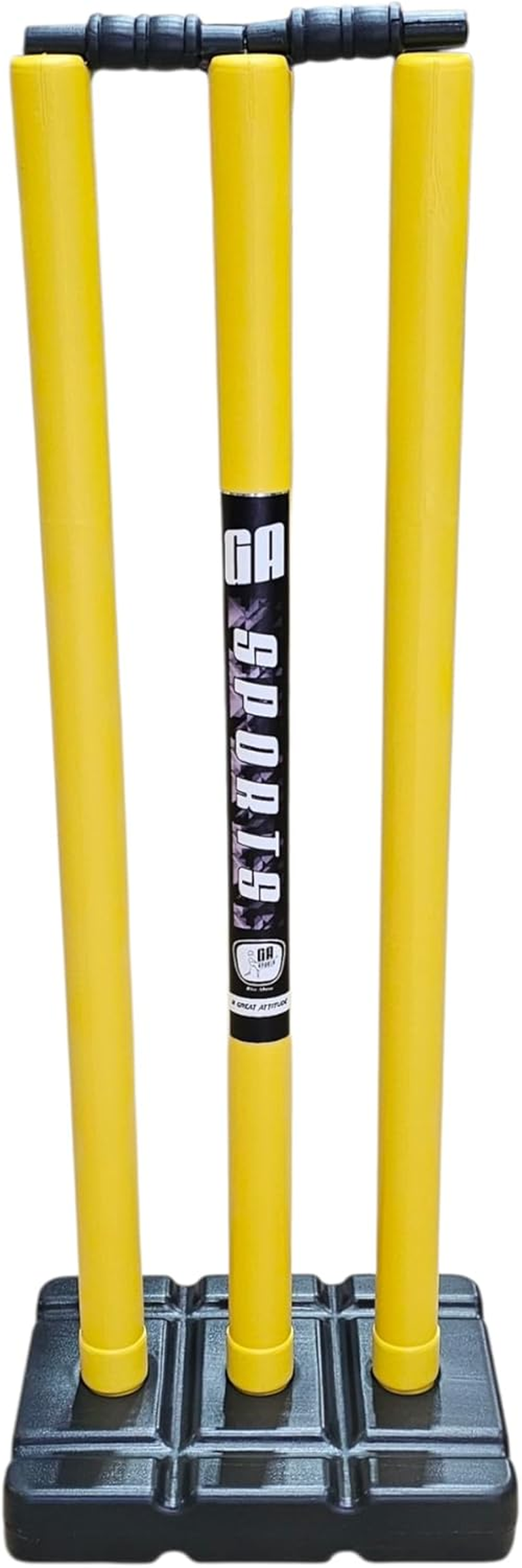 GA Plastic Cricket Stumps (Yellow Stumps and Base)