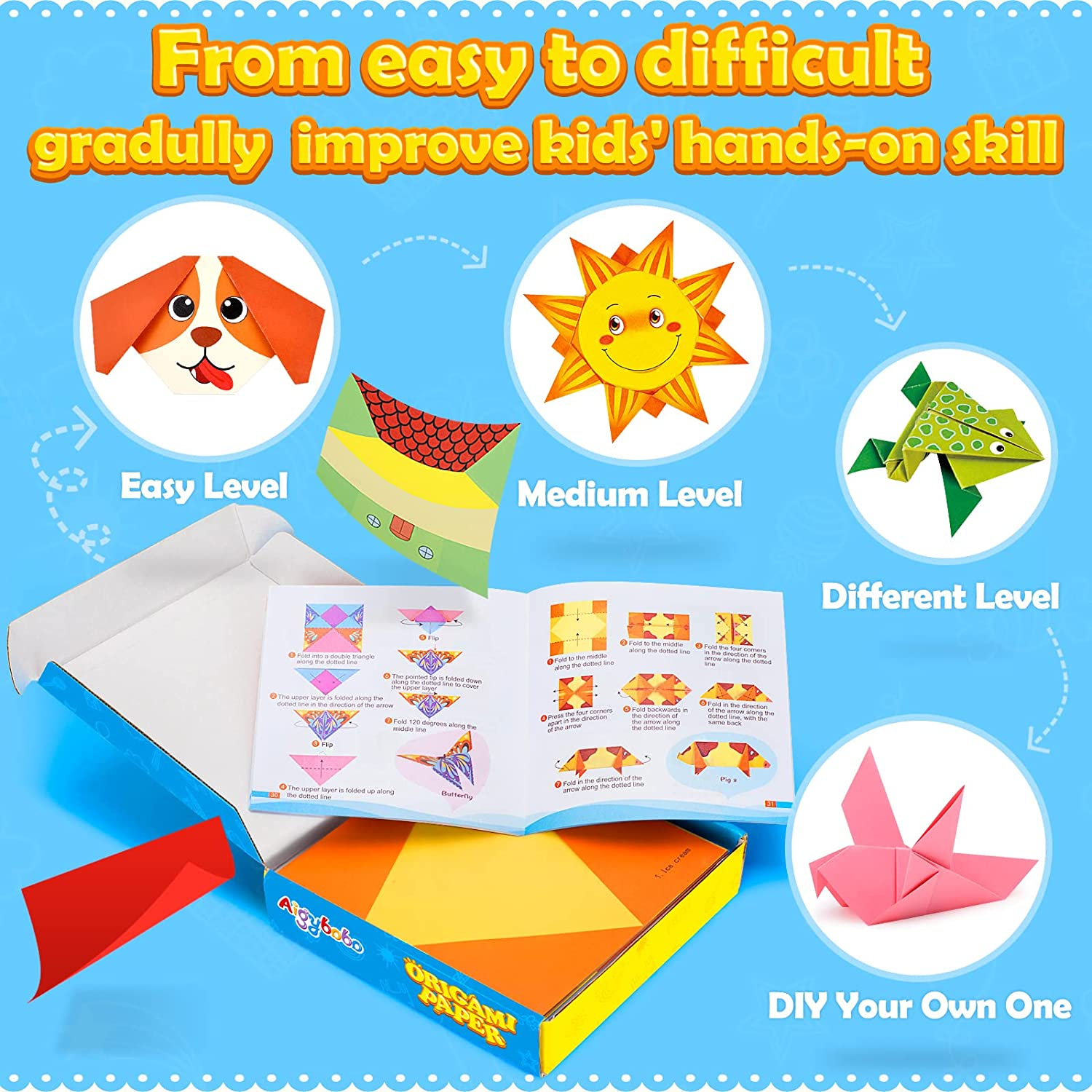 Aigybobo Origami Paper Set, 308PCS Kids Craft Paper Kit for Girls, Art Projects Supplies for School Class Craft Lessons image number 4