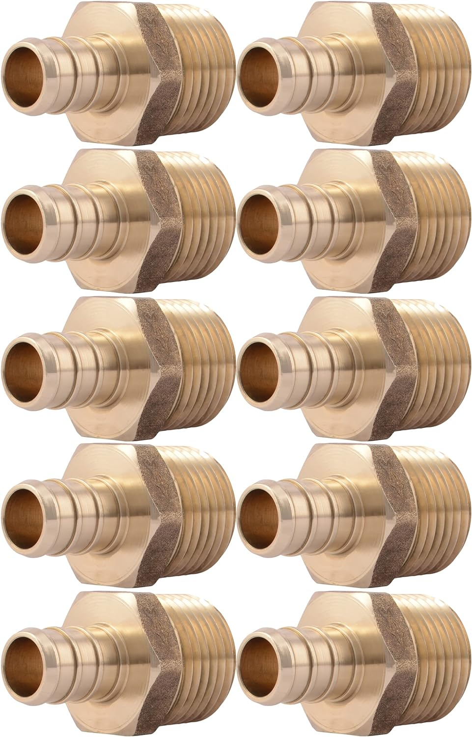 Sharkbite 1/2 Inch Crimp MNPT Male Adapter, Pack of 10, Brass Plumbing Fitting, PEX Pipe, Copper, UC120LFA10