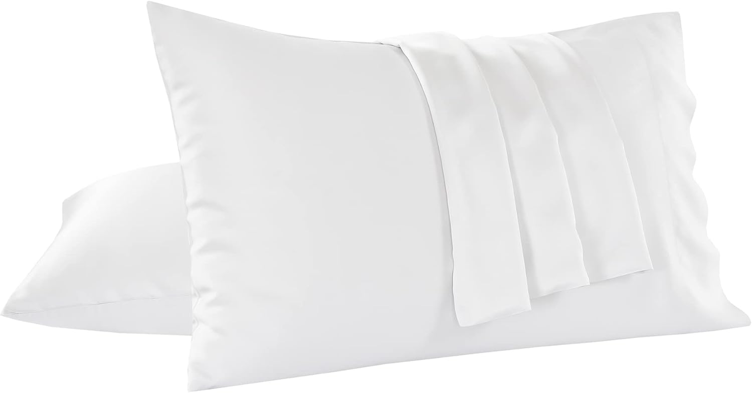 Bamboo Pillow Cases Set of 2 - Cooling Pillowcase 2 Pack with Envelope Closure, Cool Chill & Breathable Pillow Case (20"X30"-Pillowcase(2Pc),White) image number 4