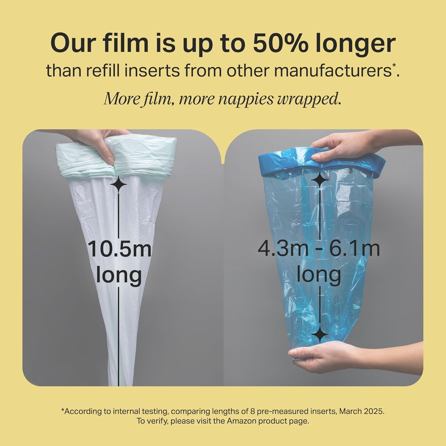 Tommee Tippee Twist & Click Nappy Bin Refills, Pack of 3, Multilayer, Antibacterial* Film, Designed to Slot into Your Existing Twist & Click Nappy Bin Cassette image number 1