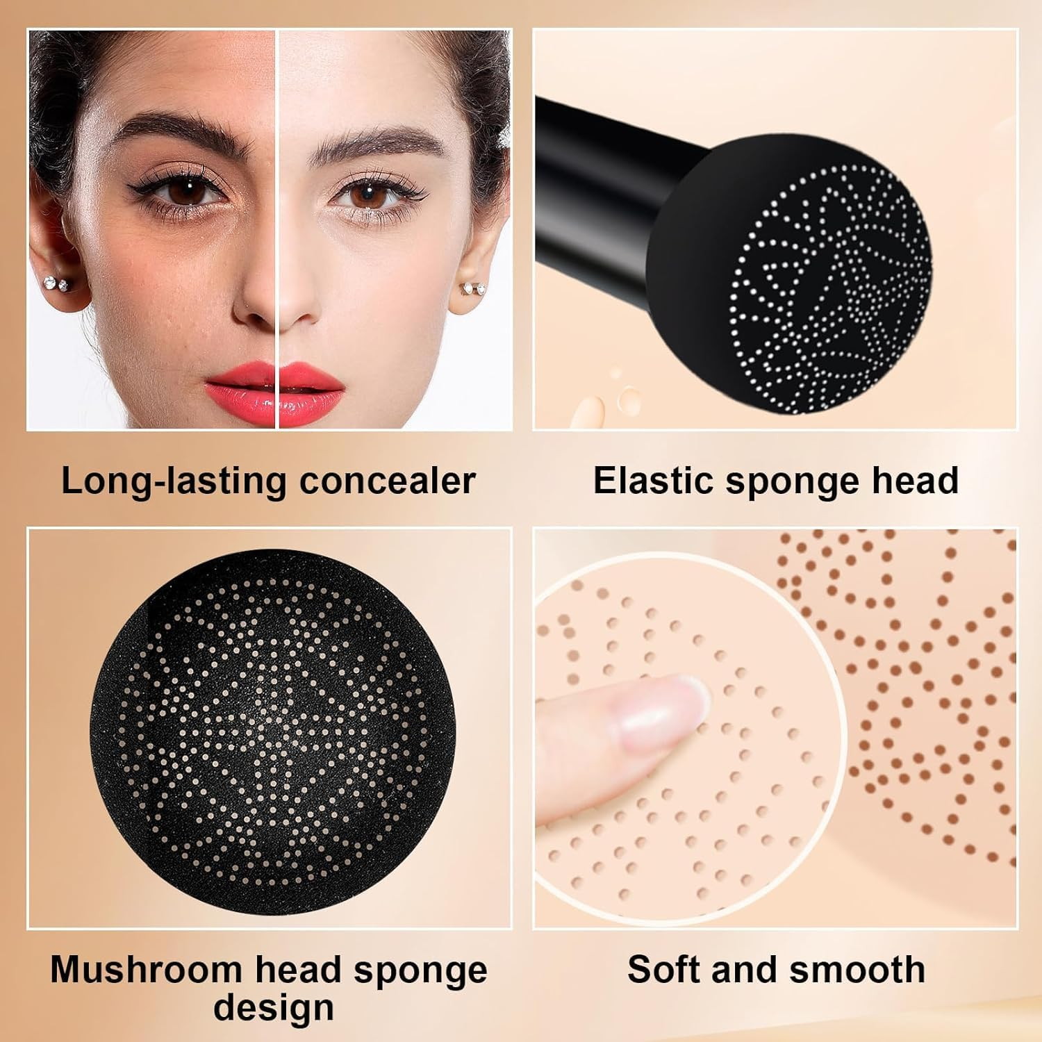 Mushroom Head Air Cushion CC Cream Foundation Makeup, Moisturizing BB Cream Face Makeup Liquid Foundation, Makeup Long Lasting Matte Concealer for All Skin Types (Natural, All Skin) image number 1