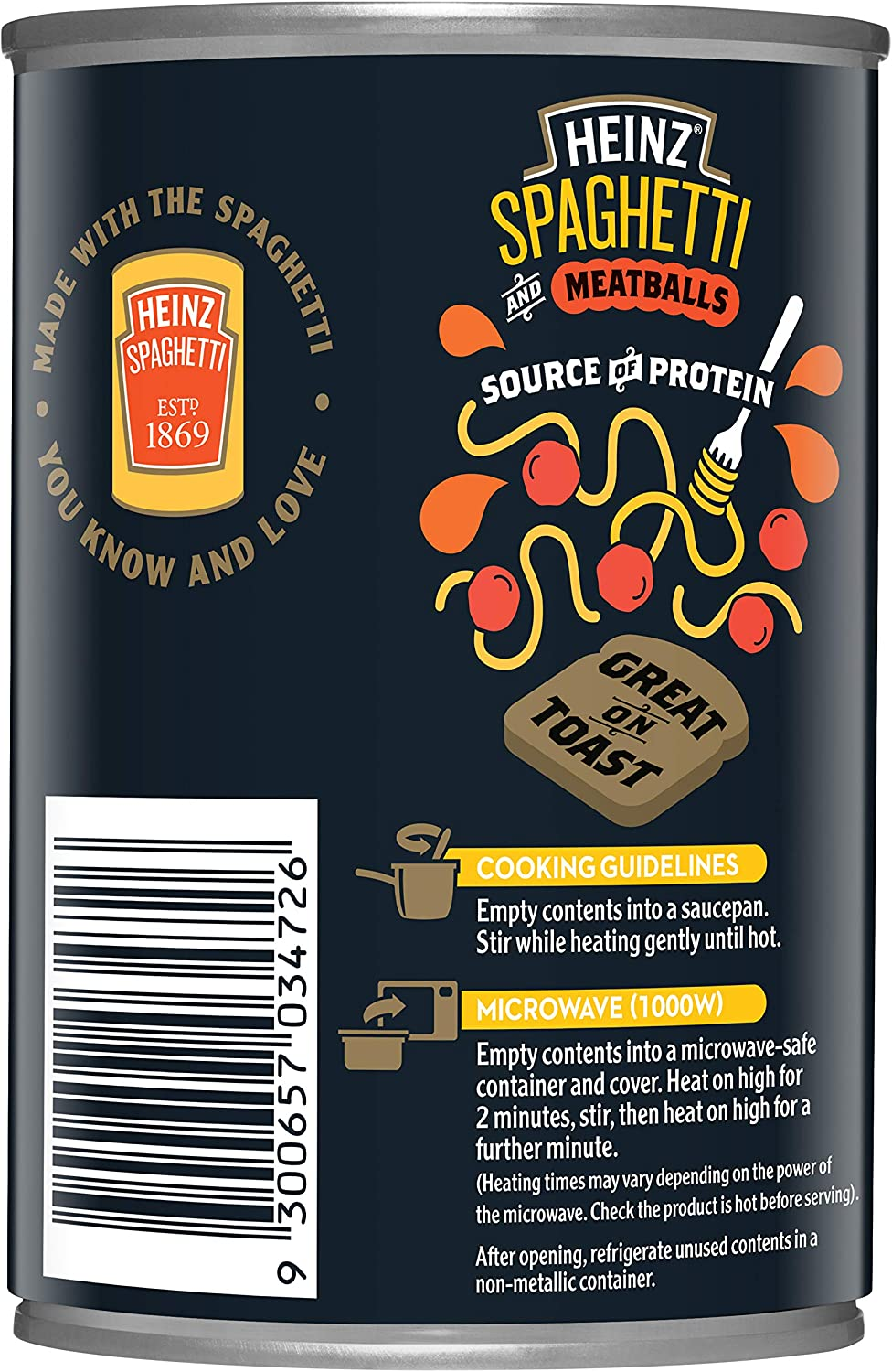 Heinz Spaghetti and Meatballs Canned Pasta in Tomato Sauce Ready to Eat Quick and Convenient Meal Tinned Spaghetti in Tomato Sauce 420G image number 3