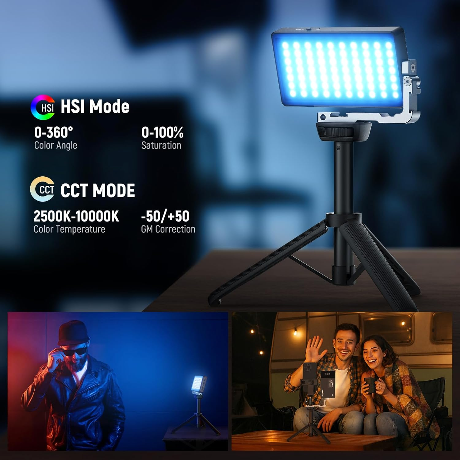NEEWER 12W RGB Video Light, on Camera LED Panel Key Lighting for Streaming Selfie, 2500K-10000K CRI97+ App/2.4G Control 4300Mah Battery Desk Tripod Stand for Vlogging Video Recording Podcast, SL90 image number 2