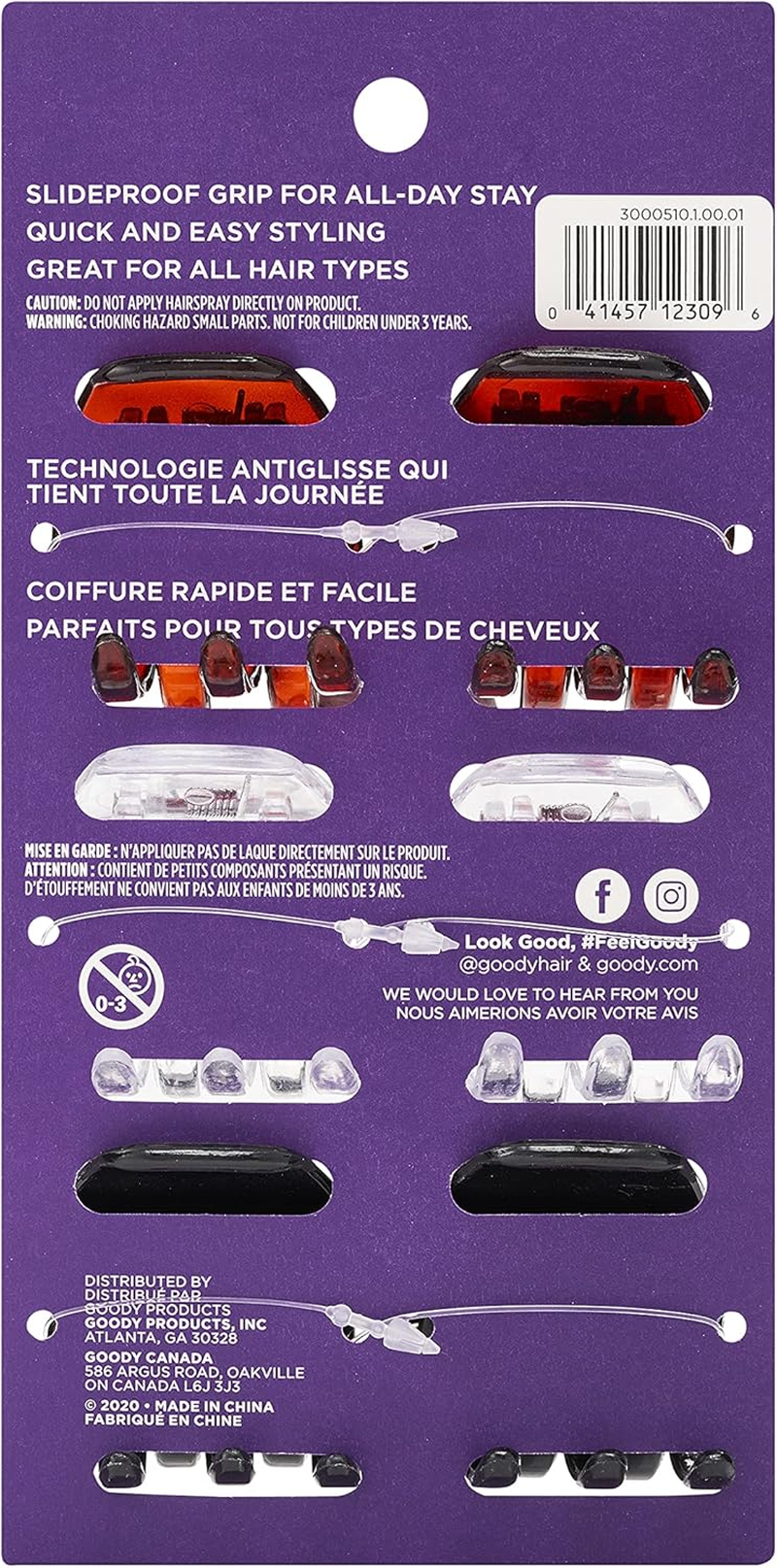 Goody Classic Claw Hair Clips - 6-Count, Clear, Brown and Black - 1/2 Claw Will Gently Keep Hair Secured in Place with a Long Lasting Hold, Color May Vary (Pack of 2)