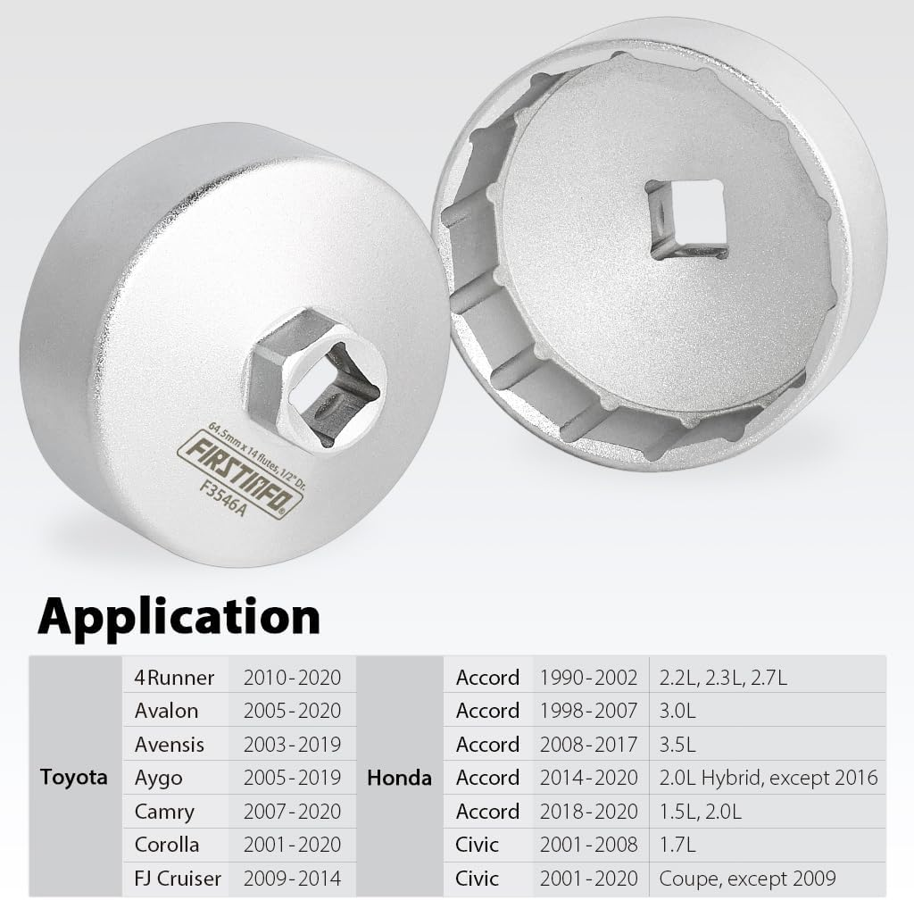 FIRSTINFO F3546A 1/2" Drive Forged Steel Oil Filter Wrench 64.5 Mm &times; 14 Flutes Compatible with Toyota and Honda image number 5