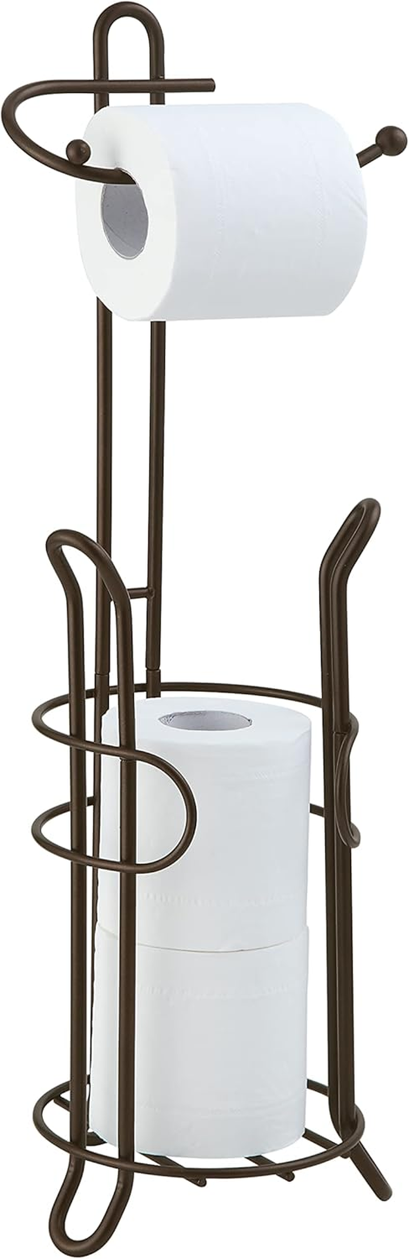 Sunnypoint Bathroom Toilet Tissue Paper Roll Storage Holder Stand with Reserve, the Reserve Area Has Enough Space to Store Mega Rolls; Coating Bronze