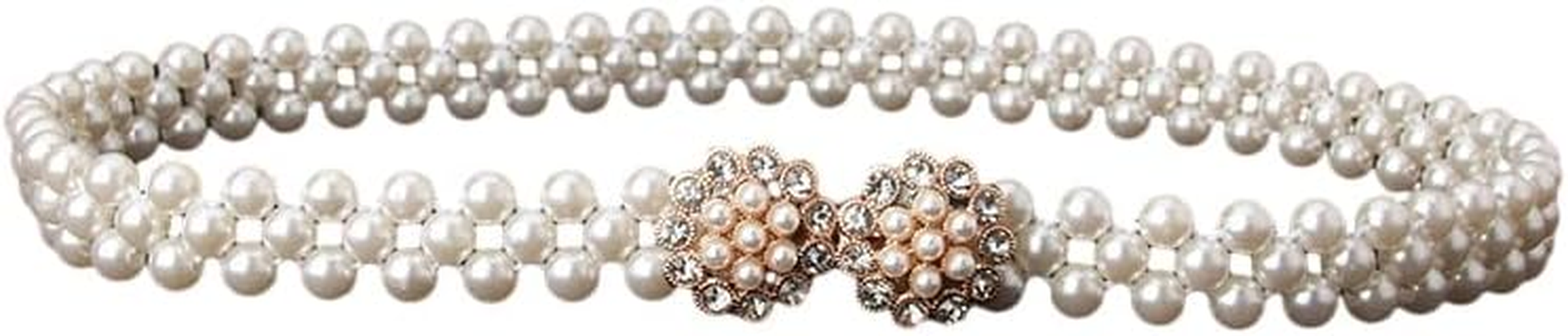 AIMALL Elegant Women'S Pearl and Rhinestone Bead Chain Belt, 26.4 Inch Decorative Dress Waistband, Chic Accessory for Formal and Casual Outfits