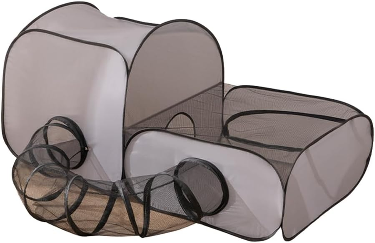 Pet Playpen,Cat Playpen,Cat Enclosure Tent,With Surround Tunnel,For Small Animals,Portable Tent,With Breathable Soft Sides,Outdoor or Indoor,Easy to Store (Grey) image number 6