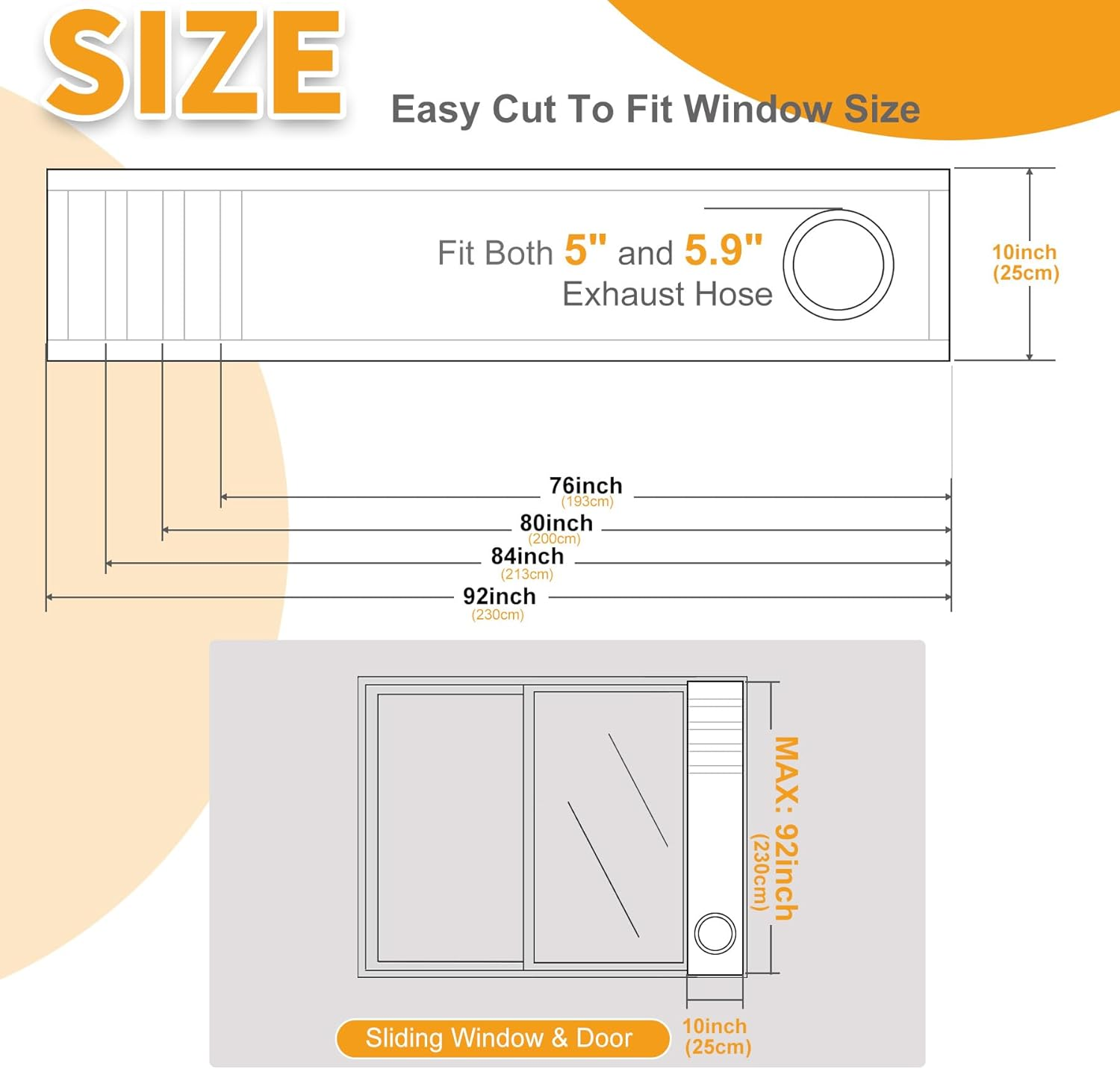 LBG Products Portable AC Sliding Door Seal Kit,Double Layer Seal Kit with Mesh Screen,10 X 76~92 Inches Heat Insulation Sliding Door Seal for Portable AC, Fit for 5" and 5.9" Exhaust Hose image number 3