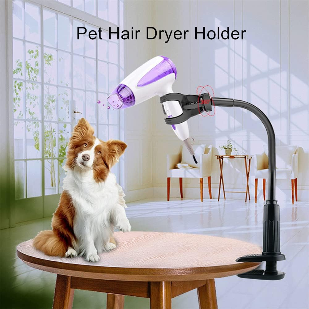 FOUUA Dog Hair Dryer Stand, Pet Grooming Table Hair Dryer Holder, Hands Free Blow Dryer Holder, 360 Degrees Rotatable Lazy Hair Dryer Stand with Adjustable Clamp Mount for Dog Cat Grooming image number 6