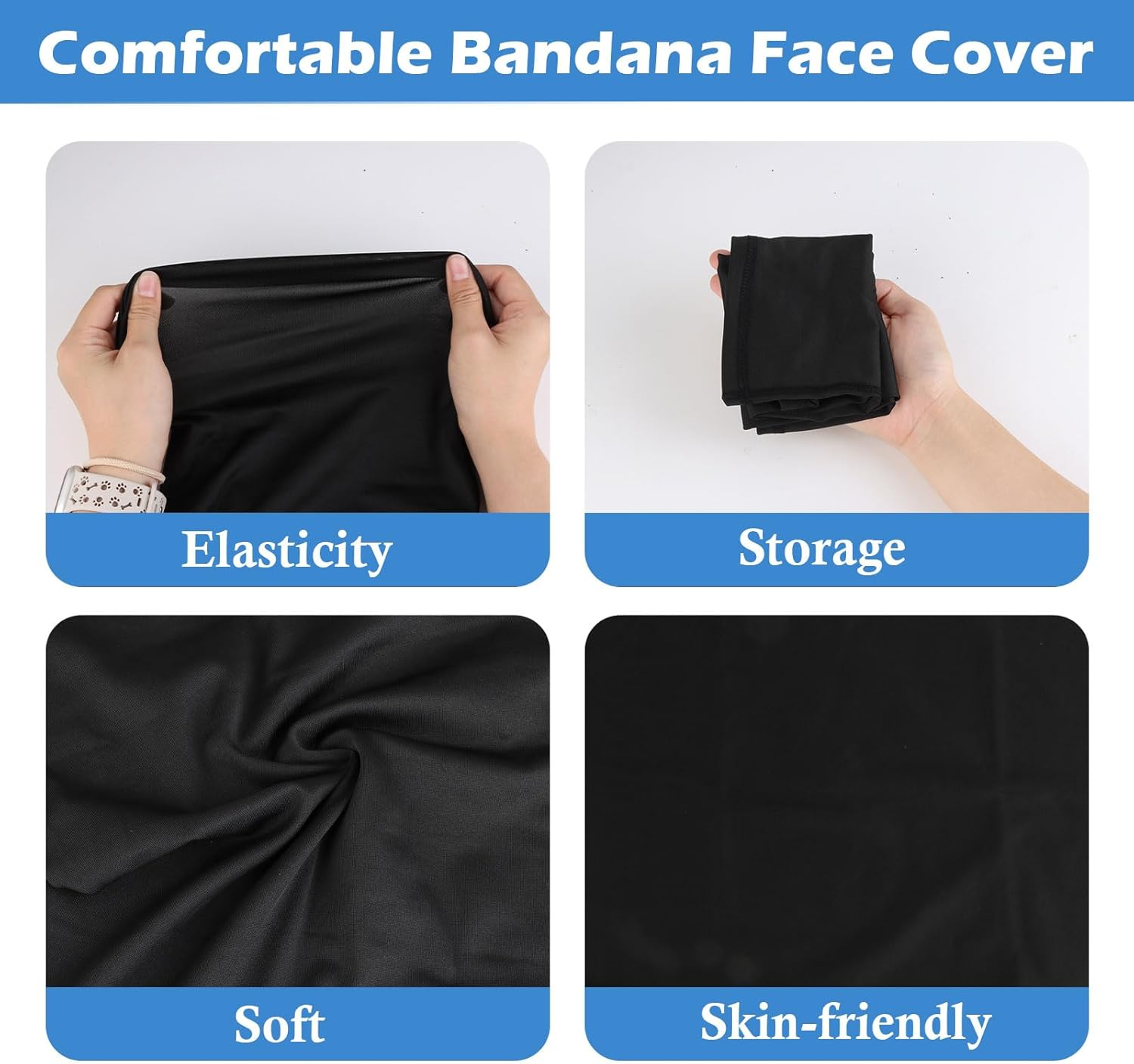 AIAOO 2-Pack Ice Silk Neck Gaiter, Black Universal Size Neck Warmer - Windproof Dustproof Balaclava for Outdoor Sports, Moisture-Wicking Breathable Ski Mask, Multifunctional Buff Mens Accessories image number 1