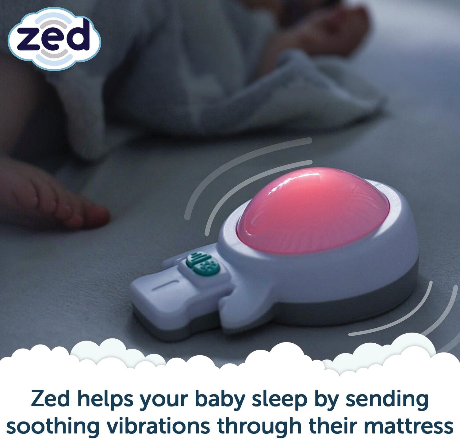Zed by Rockit - Car like Vibrations - Baby Sleep Aid - 6 Vibrating Modes & Soft Glow Night Light - Works on All Mattresses - Baby Soothing Machine - Helps Toddlers Sleep image number 6