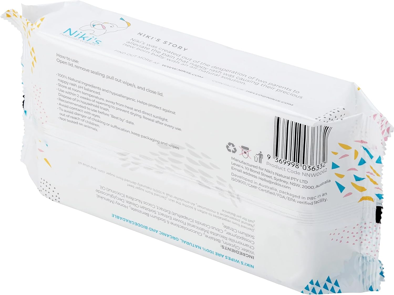 Niki'S Natural Baby Wipes | World'S First All Natural Baby Wipes with Manuka Honey and Coconut Oil | 1,488 Wipes (24 Pack X 62 Wipes) image number 1