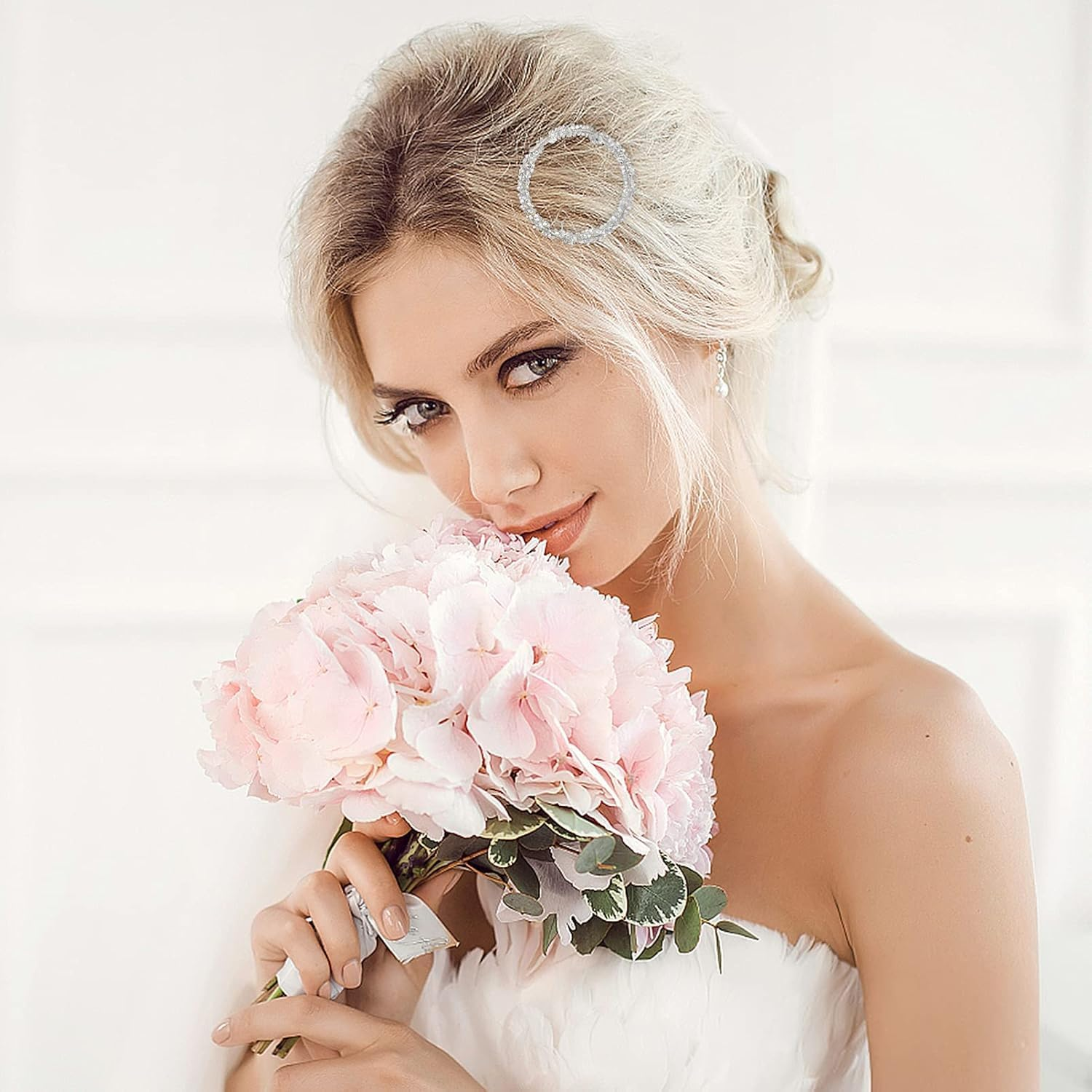 Round Circle Bling Hairpins, 3 Piece Glitter Bling Hair Pin Minimalist Hair Clips, round Circle Hollow Hairpin Hair Clips,Glitter Circle Barrettes Minimalist Hairpins for Women image number 2