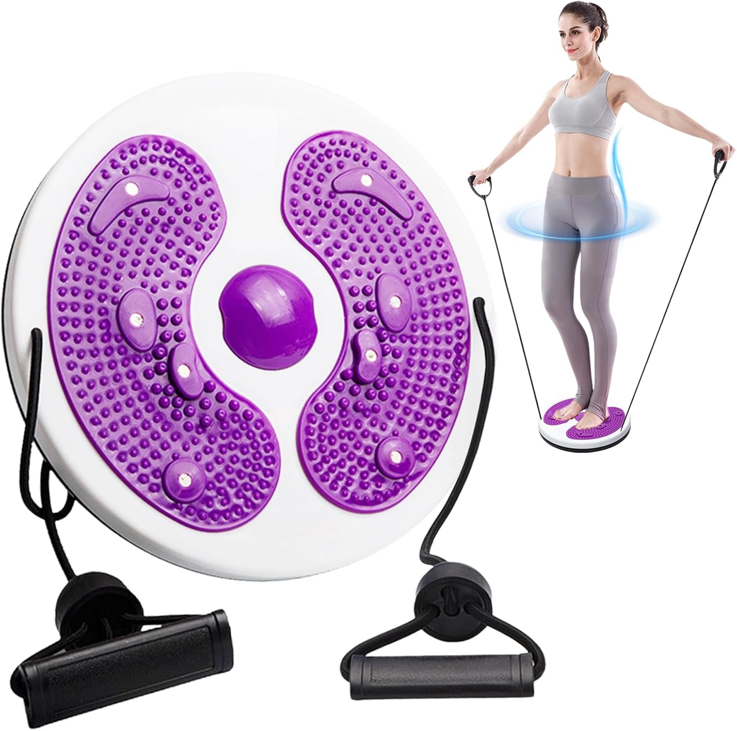 Waist Whisper, Waist Twisting Disc with Drawstring and Foot Massage Waist Sculptor Machine Twister Body Shaping Waist Twisting Disc Fitness Turntable for Women Adults Weight Loss/Cardio Exercise image number 4