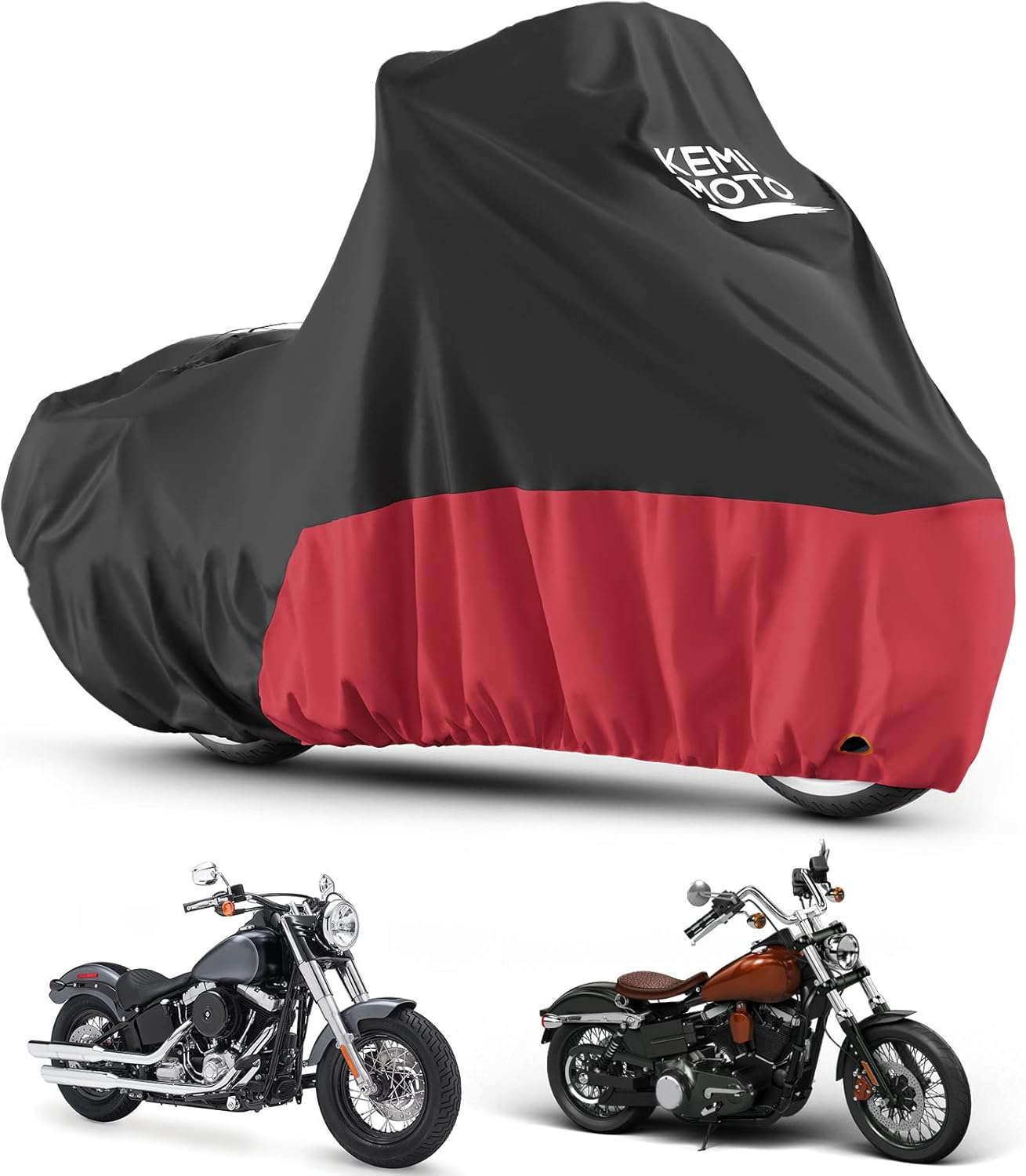 KEMIMOTO Motorcycle Cover Compatible with Cruiser Models Softail Dyna Iron 883 Fat Boy 114 Forty-Eight Low Rider Cover Standard Heritage Classic Waterproof Cover Outdoor Snow Rain Protection image number 6