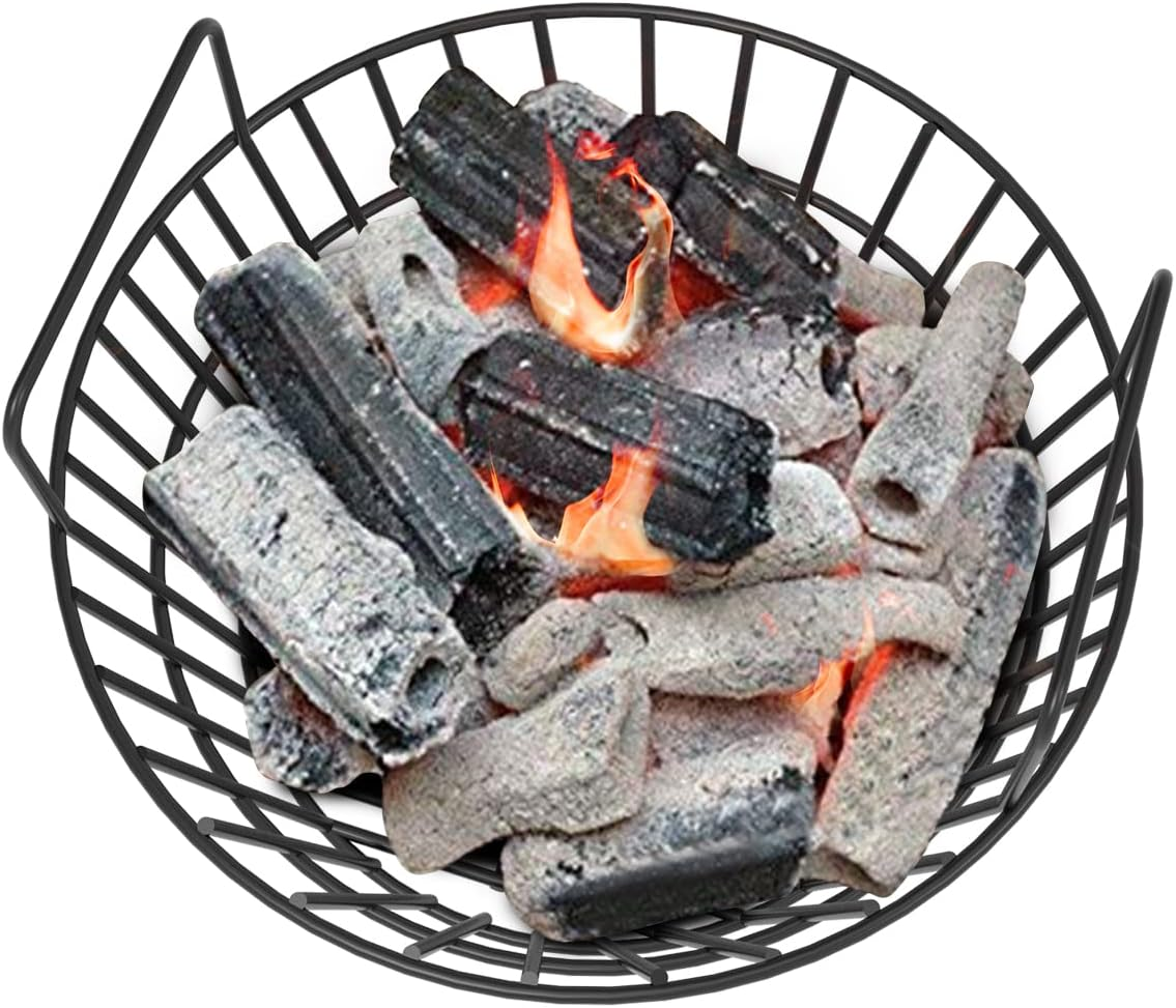 Charcoal Ash Basket for Large Big Green Egg Grill, Heavy Duty Porcelain Steel Fire Basket Also Fits Kamado Joe Classic, Compatible with Pit Boss, for Louisiana Grills, for Primo Kamado Grill, Fits image number 1