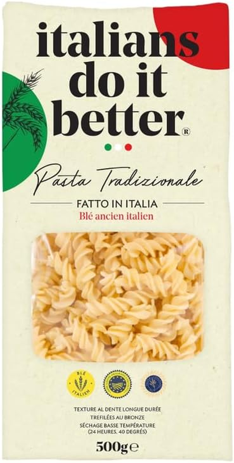 Italians Do It Better Fusilli Pasta, 500G &ndash; Italian Pasta Made with Ancient Wheat Grain, Ideal for Sauces, Al Dente Texture, Durum Wheat Semolina from Gragnano image number 1