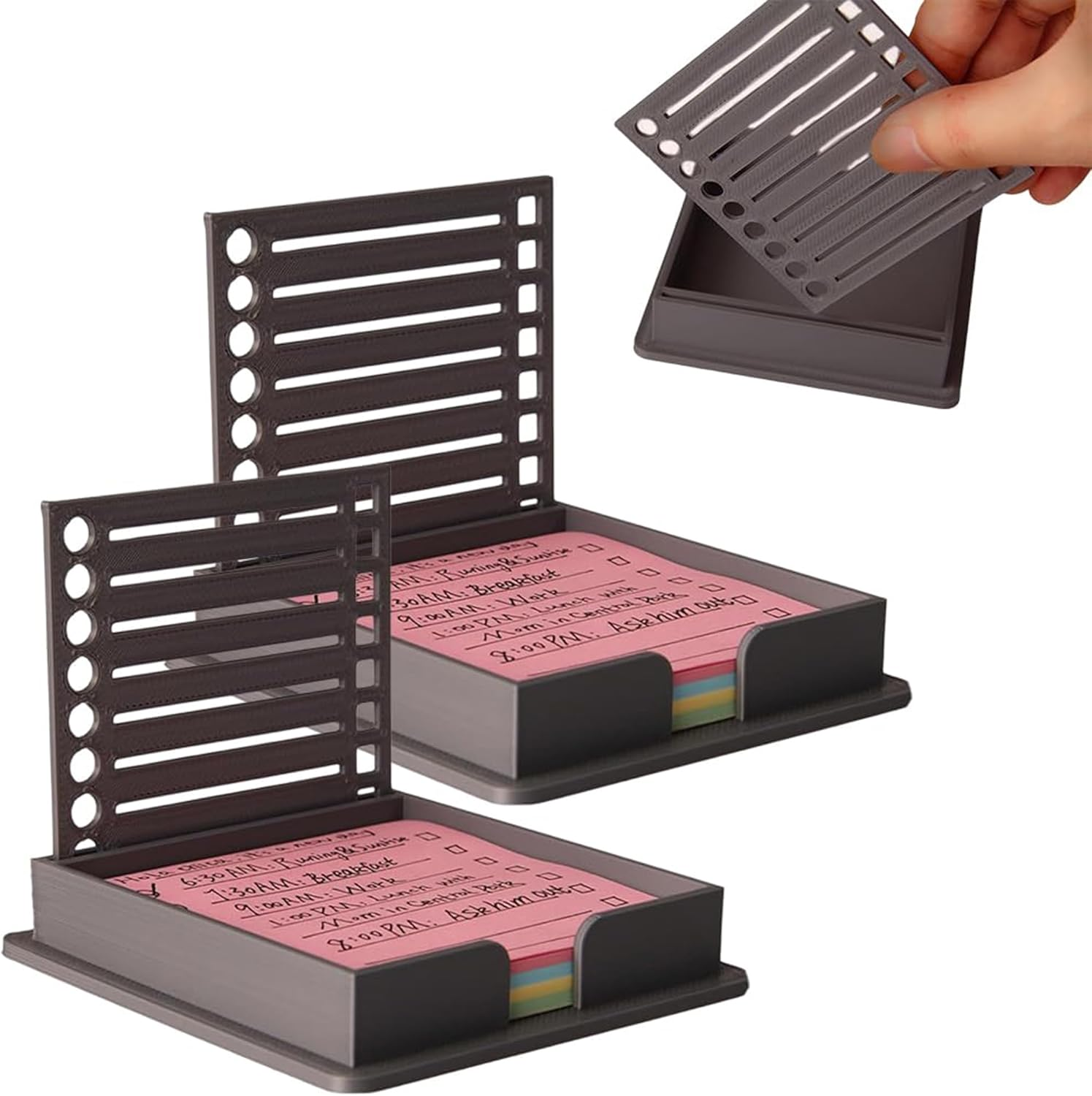 Sticky Note Holder Compatible with Post It Notes, Stencil for 3X3 Notes, Organizer & Dispenser(Black, 2Pcs)