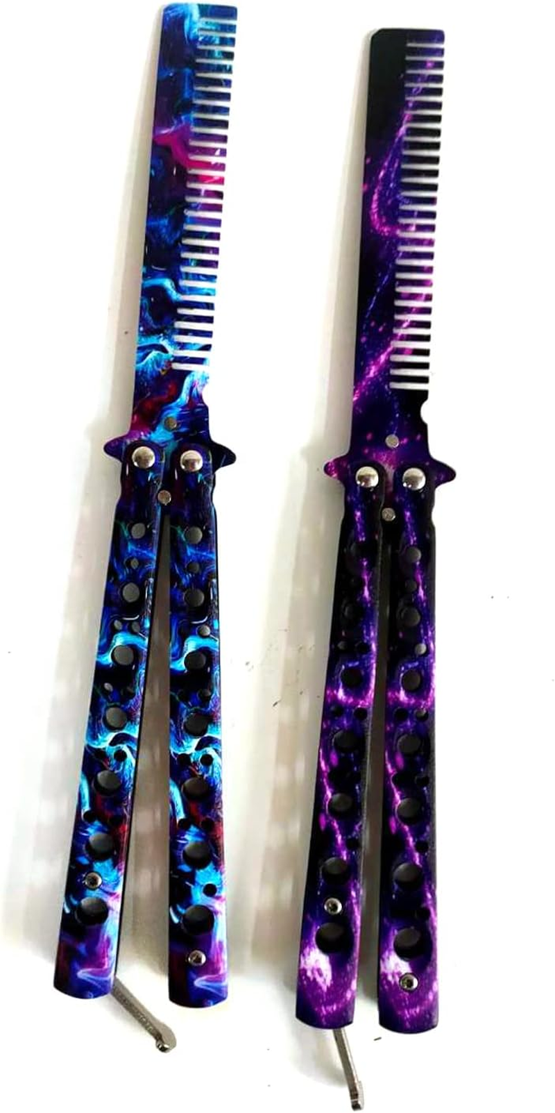 WANLIAN Beautiful Comb,Beautiful Comb Stainless Steel Folding Practice Combs Hair Styling Tools for Sport Outdoor Use (2 Dragon)