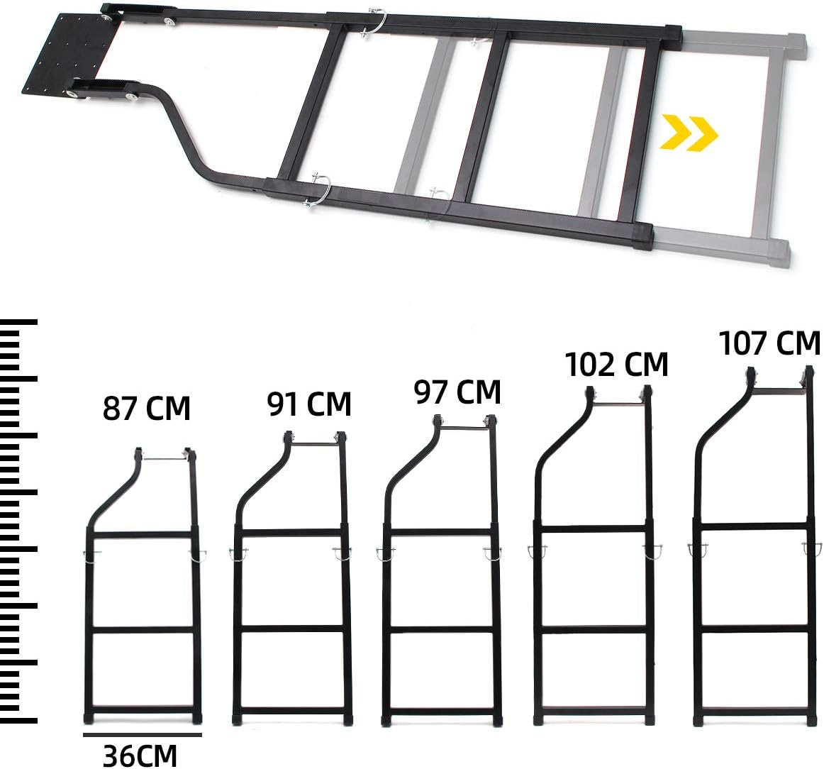 KMFCDAE Tailgate Ladder Pickup Truck Accessories Universal Extension Step Ladder with Stainless Steel Self Drilling Hex Screws