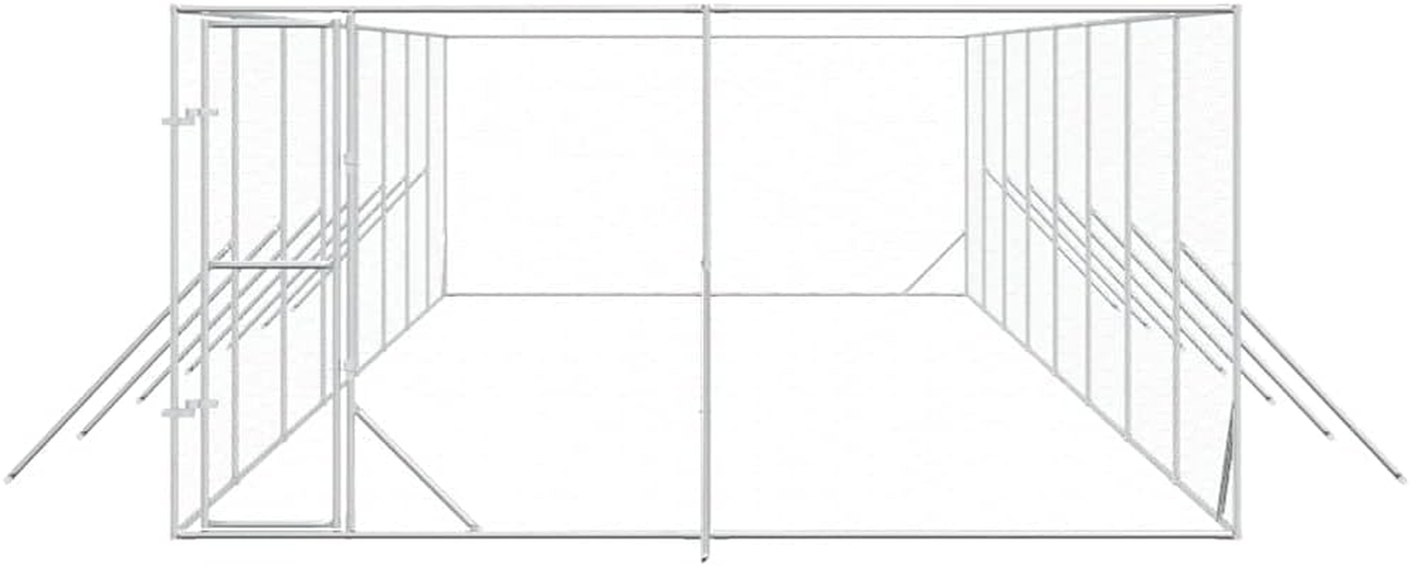 Outdoor Dog Kennel Silver 4X16X2 M Galvanised Steel Pet Shelter Large Yard image number 6