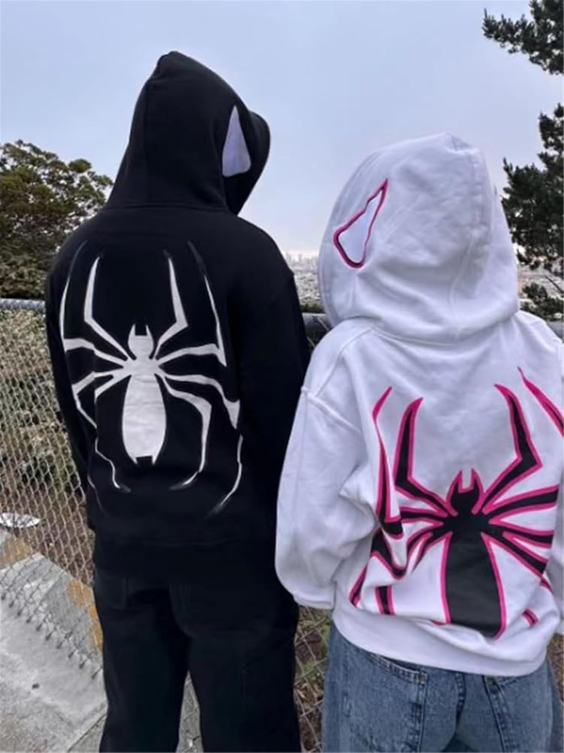 Asadovce Women Men Zip up Y2K Oversized Hoodie Spider Graphic Full Zipper Sweatshirt Teen Girls Grunge Streetwear Jacket image number 5