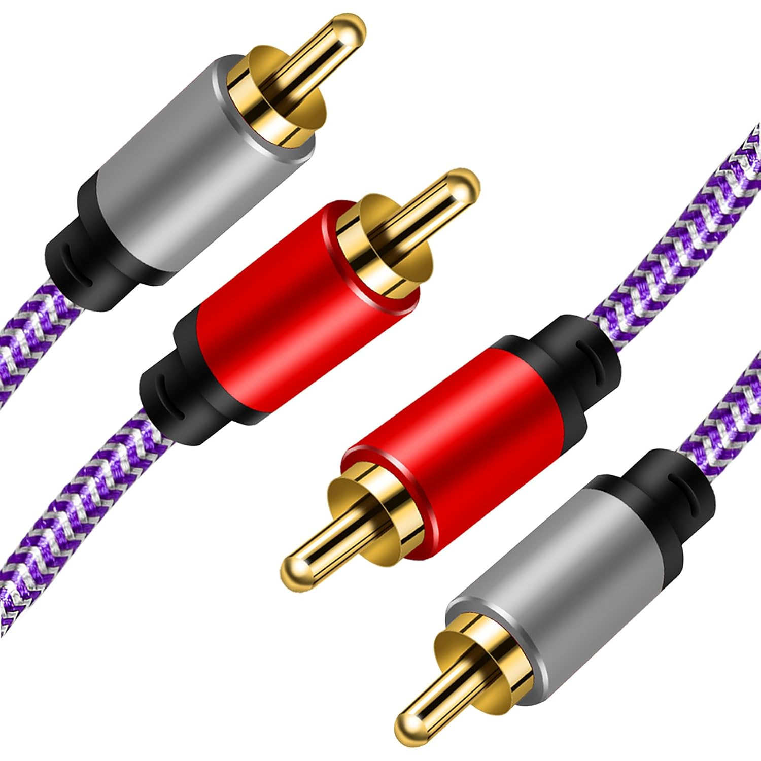 Tunghey 2 RCA Cables, 2RCA Male to 2RCA Male Stereo Audio Cable Nylon Braided, Double Shielded RCA to RCA Audio Cable for Home Theater Amplifier Hi-Fi System Car Audio Speaker (8M)
