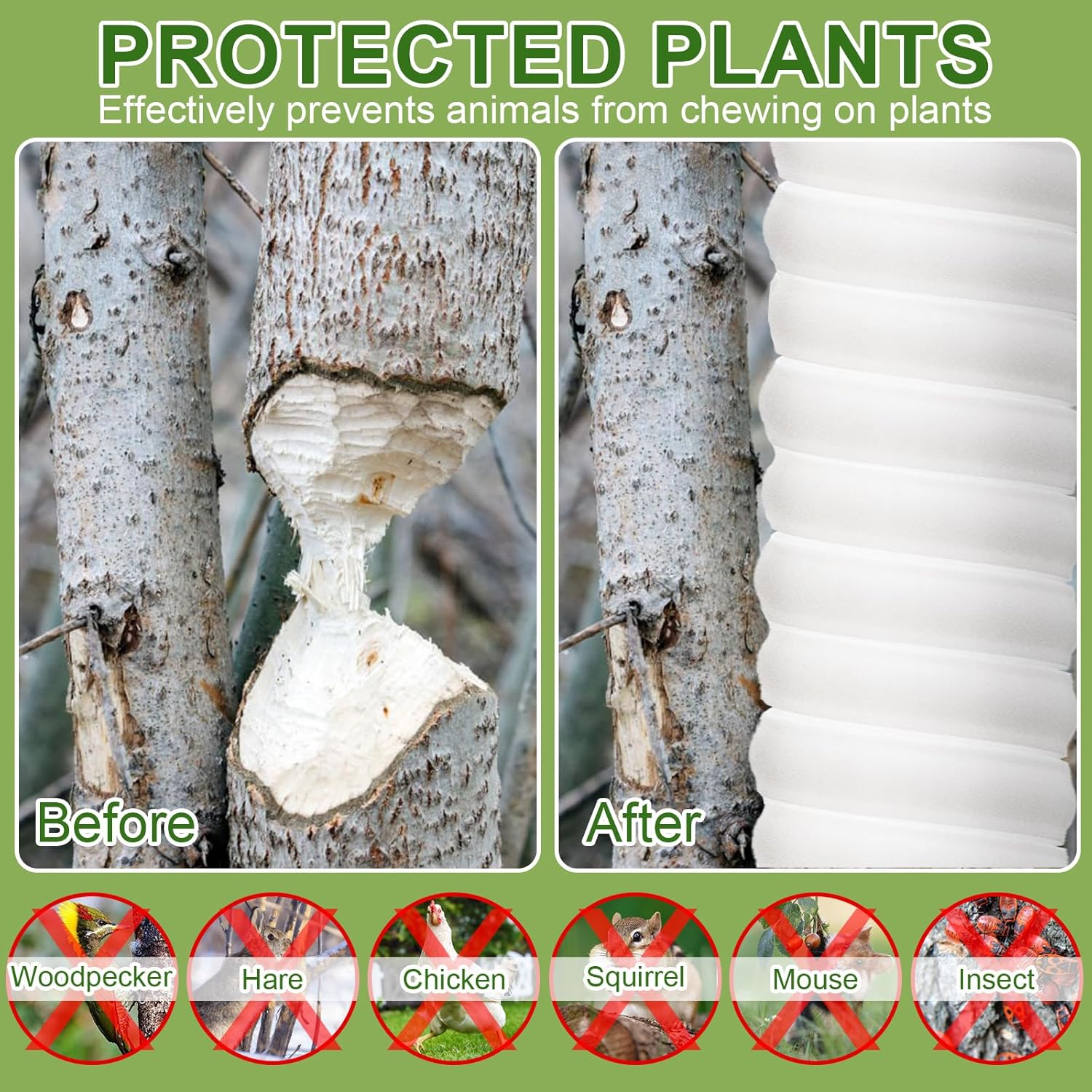 6 Pcs Tree Trunk Protector-2 Size Plastic Spiral Tree Guard Tree Trunk Protector Wrap Tree Bark Protector Tube Tree Wraps to Protect Bark Tree Saplings from Deer Cats Rodents Rabbit Mowers (White) image number 6