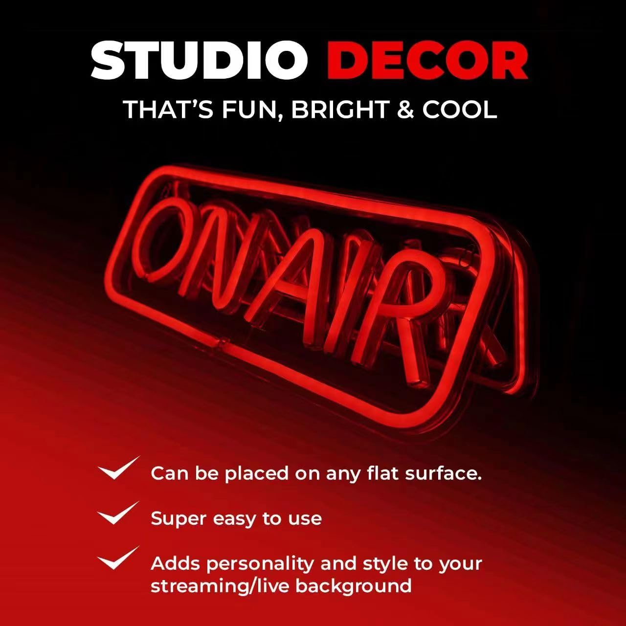 ON AIR Neon Signs, LED Studio Live Decorative Lights, Streaming Recording Sign, USB Connected, for Streamers Influencers Gamers Room Bar Club Home Party Decoration&hellip; (Red) - Red image number 2