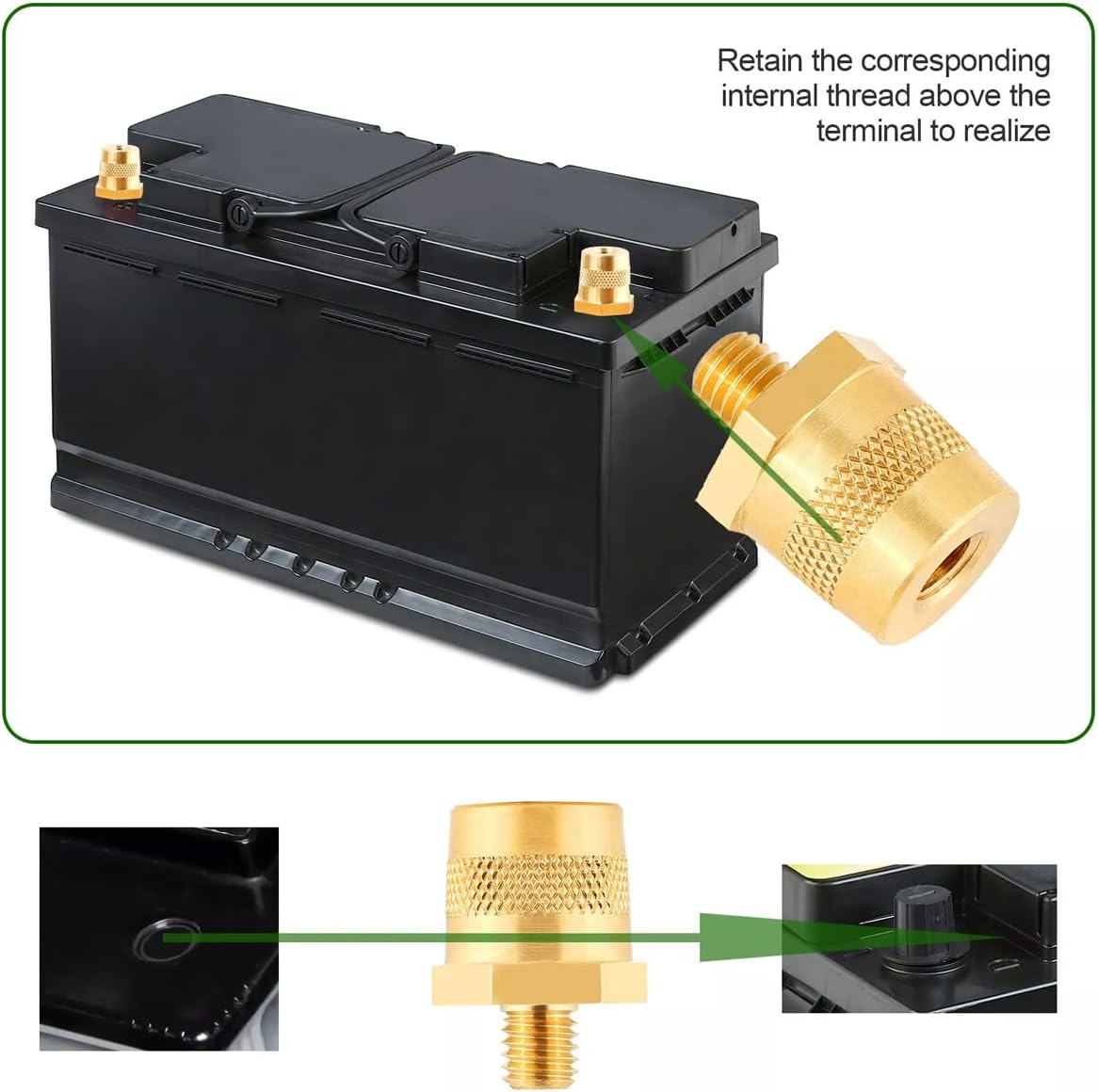 1 Pair (2PCS) Brass Battery Terminal Connectors with Stainless Screws | M6/M8/3/8 Inch Post Adapters | High Conductivity and Corrosion Resistance image number 5