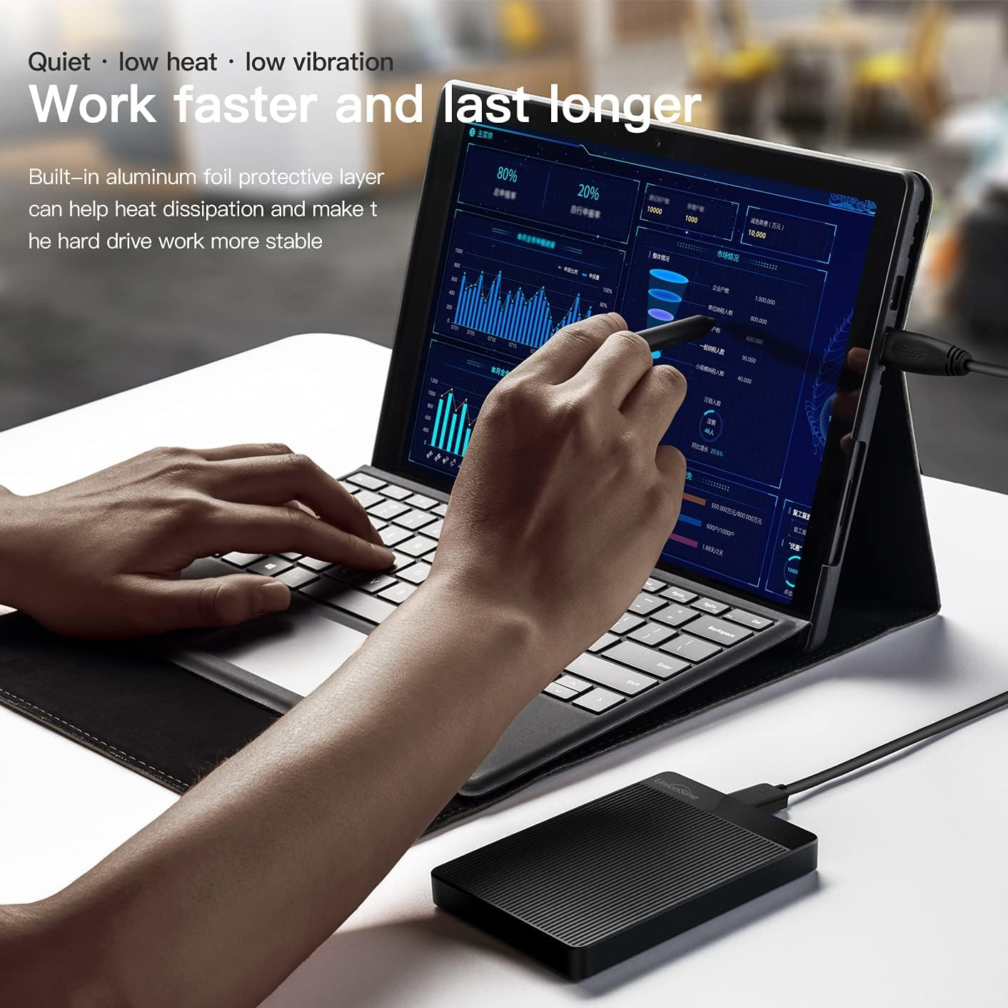 Unionsine 500GB 2.5" Ultra Slim Portable External Hard Drive HDD-USB 3.0 for PC, Mac, Laptop, PS4, Xbox One,Xbox 360-Hd-2510(Black) - Black, 500Gb image number 3