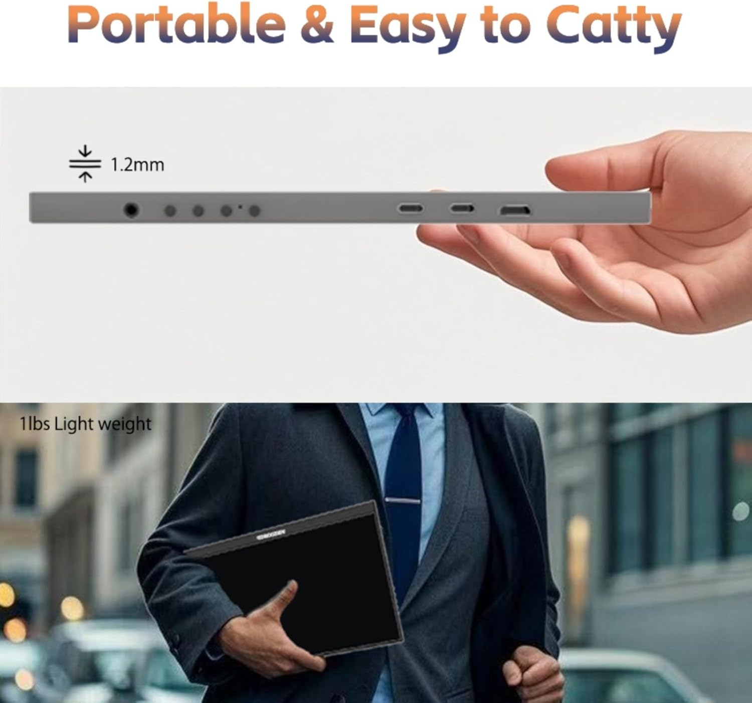 AIREIXINGD Portable Monitor 11.6" Freestanding Design 1920X1080 FHD IPS LCD Panel Portable Monitor USB Type-C/Hdmi Interface Compatible with Ps4/Ps5/Xbox/Switch/Pc/Mac image number 1