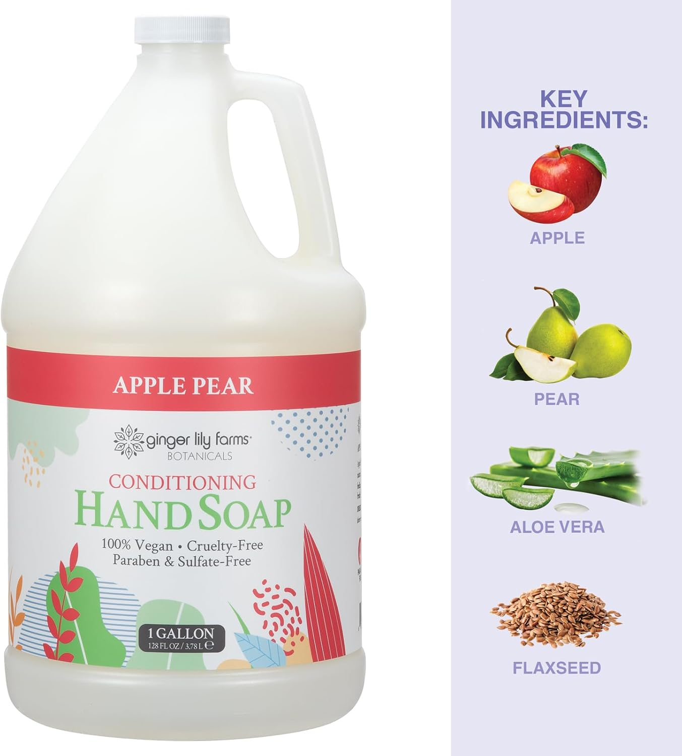 Ginger Lily Farms Botanicals All-Purpose Apple Pear Hand Soap, 1 Gallon (Case of 4) image number 3