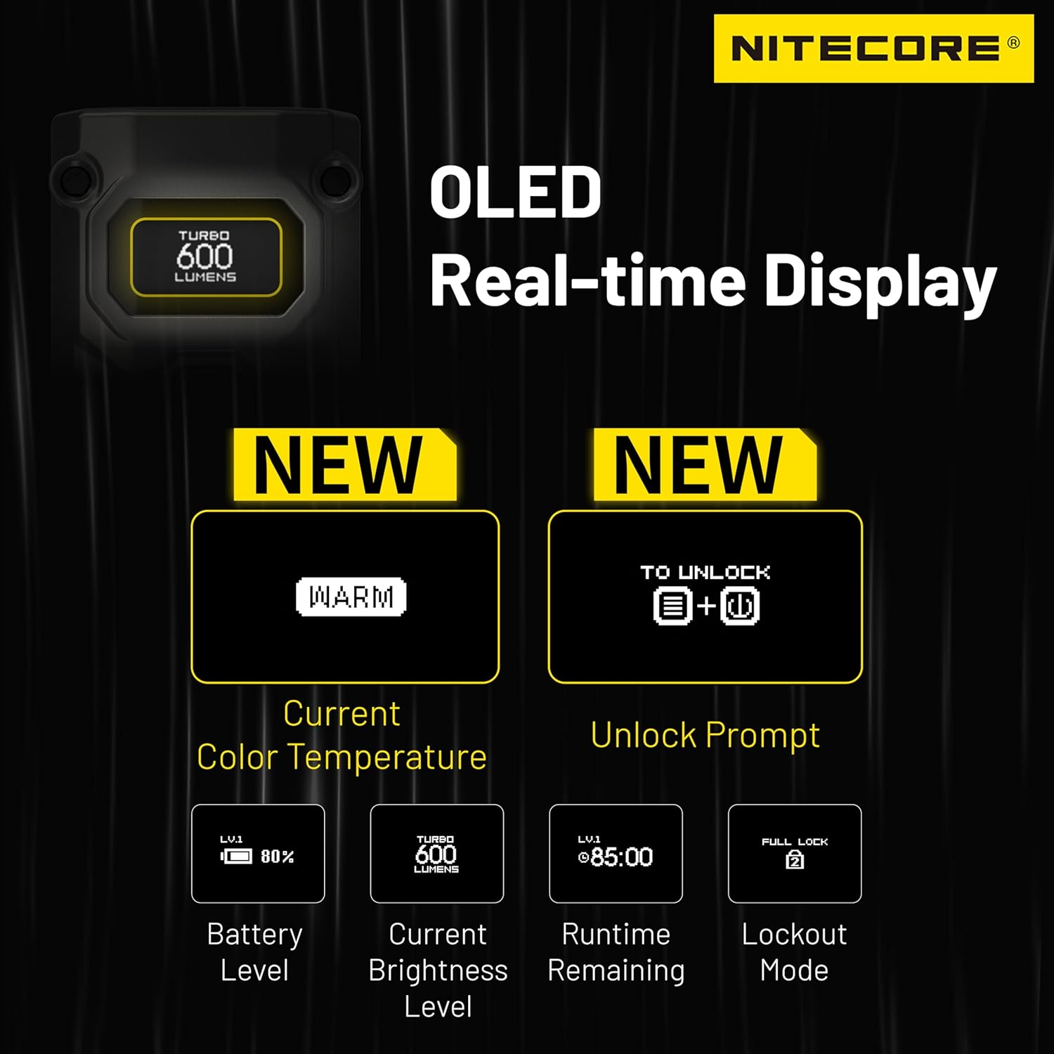 Nitecore TINI 3 Intelligent Multiple Color Temperatures 600 Lumen Keychain Light Rechargeable EDC Flashlight Tag (Gray) - Black image number 2