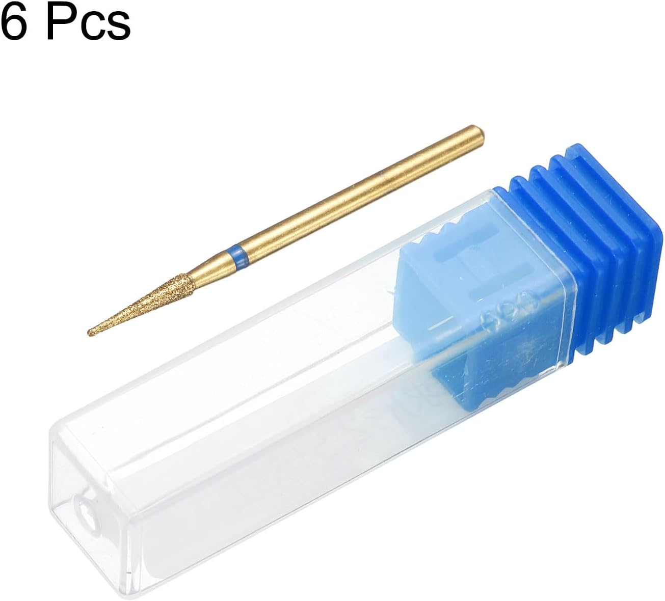 Sourcing Map 6Pcs 120-140 Grits Diamond Grinding Bit 2.2Mm Tapered Head 2.35Mm Shank 10Mm Length Titanium Plated Stone Sanding Drill Bits Rotary Tool for Nails Grinding Polishing image number 1