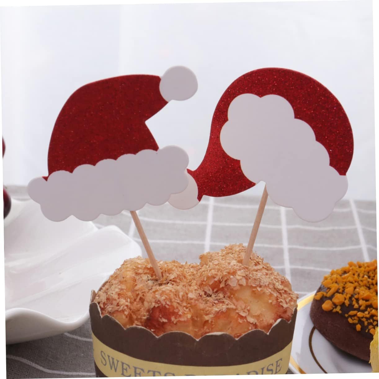 LABRIMP Design Cartoon Christmas Hat Pattern 24Pcs Cake Toppers Food Picks Decorative for Christmas Parties image number 3