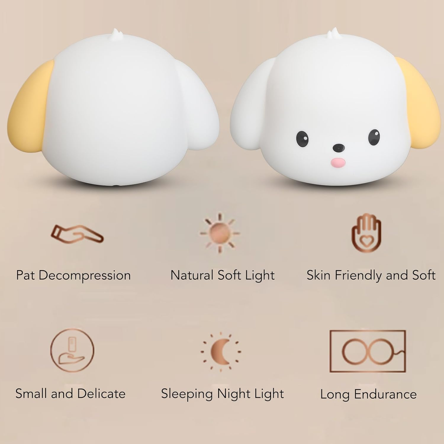 Night Light Soft Silicone Dog Lamp Glowing Light for Kids Study Rooms image number 4