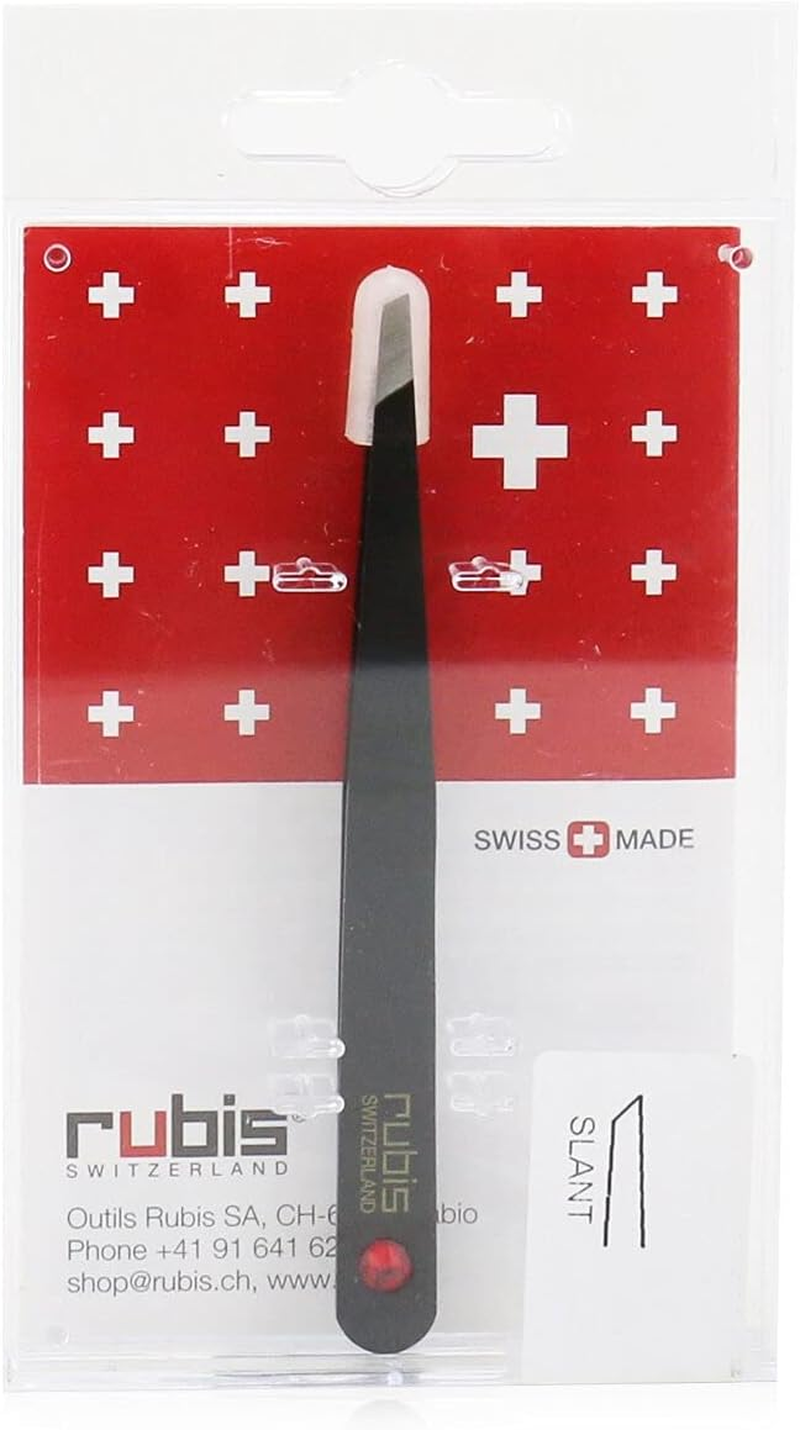 Rubis Tweezers Classic Swarovski - # Black with Ruby Swarovski Gem -